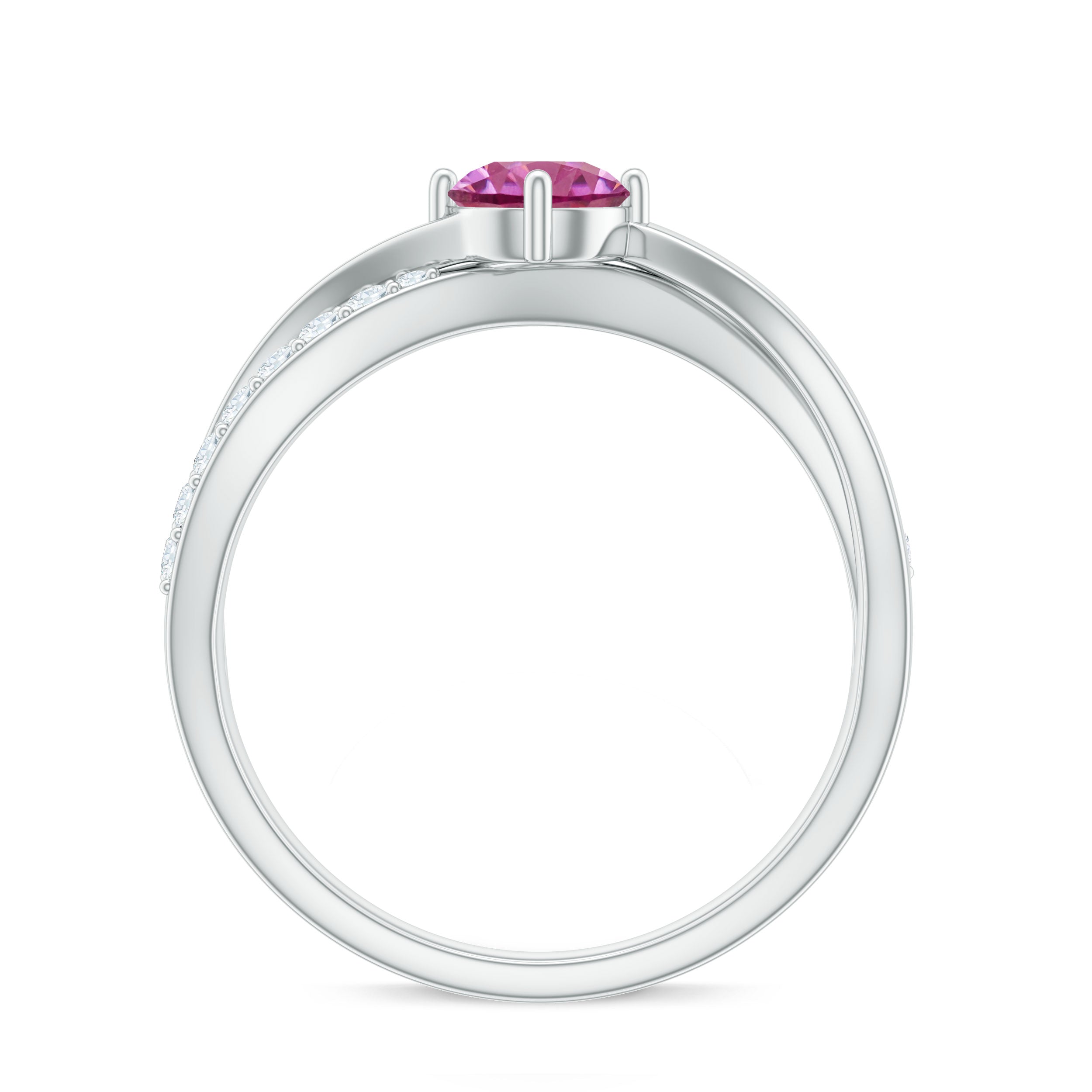 1/2 CT Pink Tourmaline Solitaire and Diamond Infinity Ring