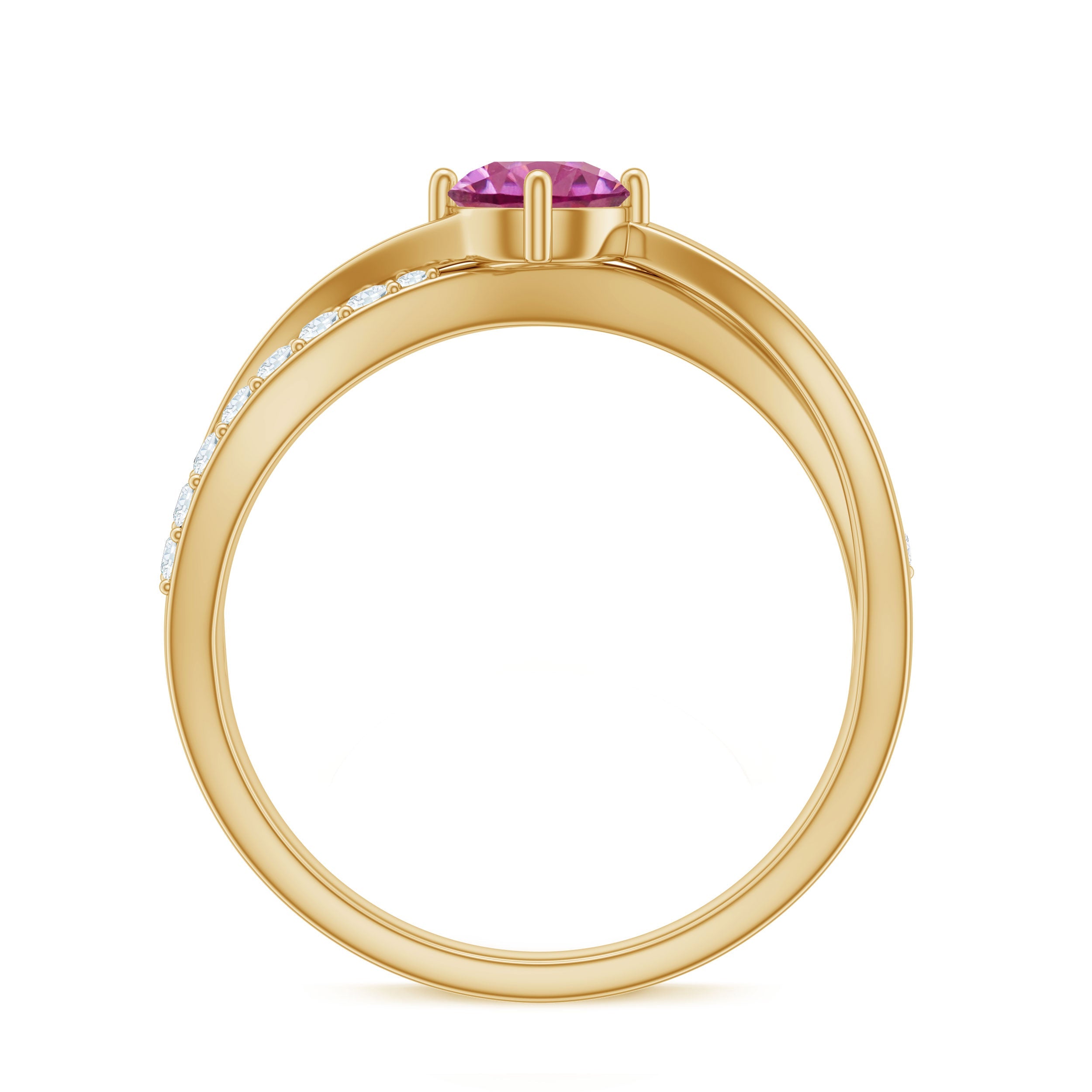 1/2 CT Pink Tourmaline Solitaire and Diamond Infinity Ring