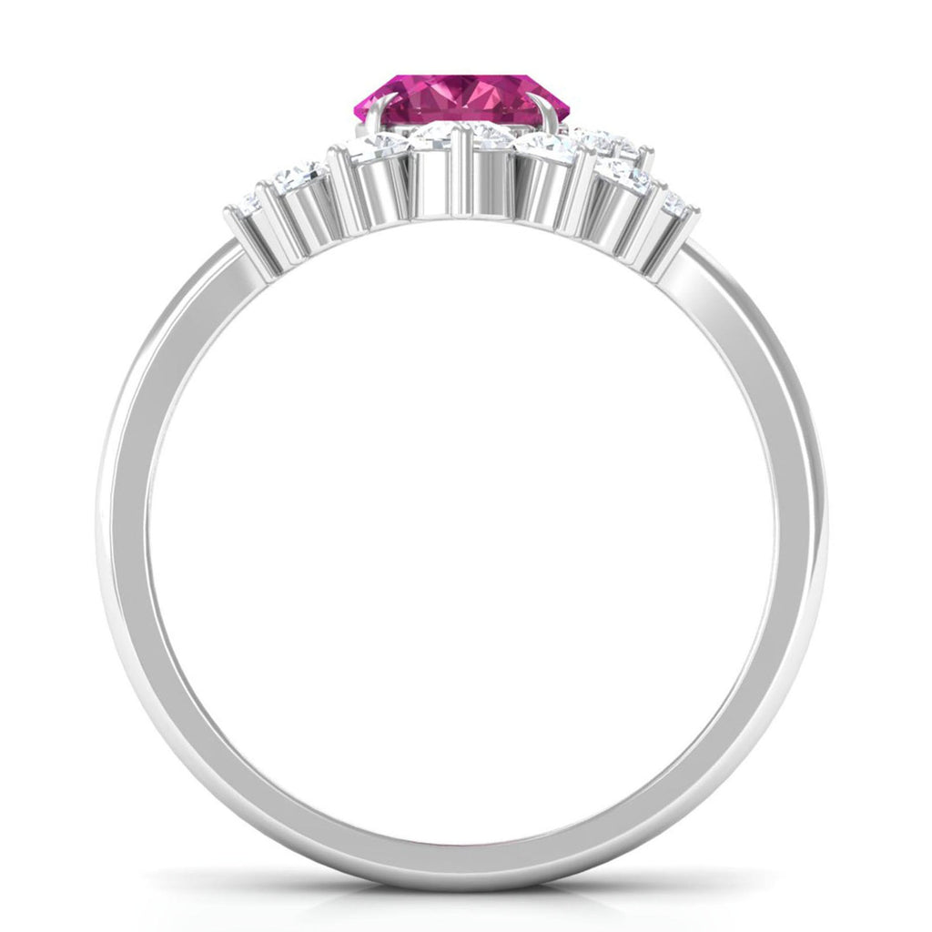 1 Carat Oval Pink Tourmaline and Diamond Wedding Ring Set