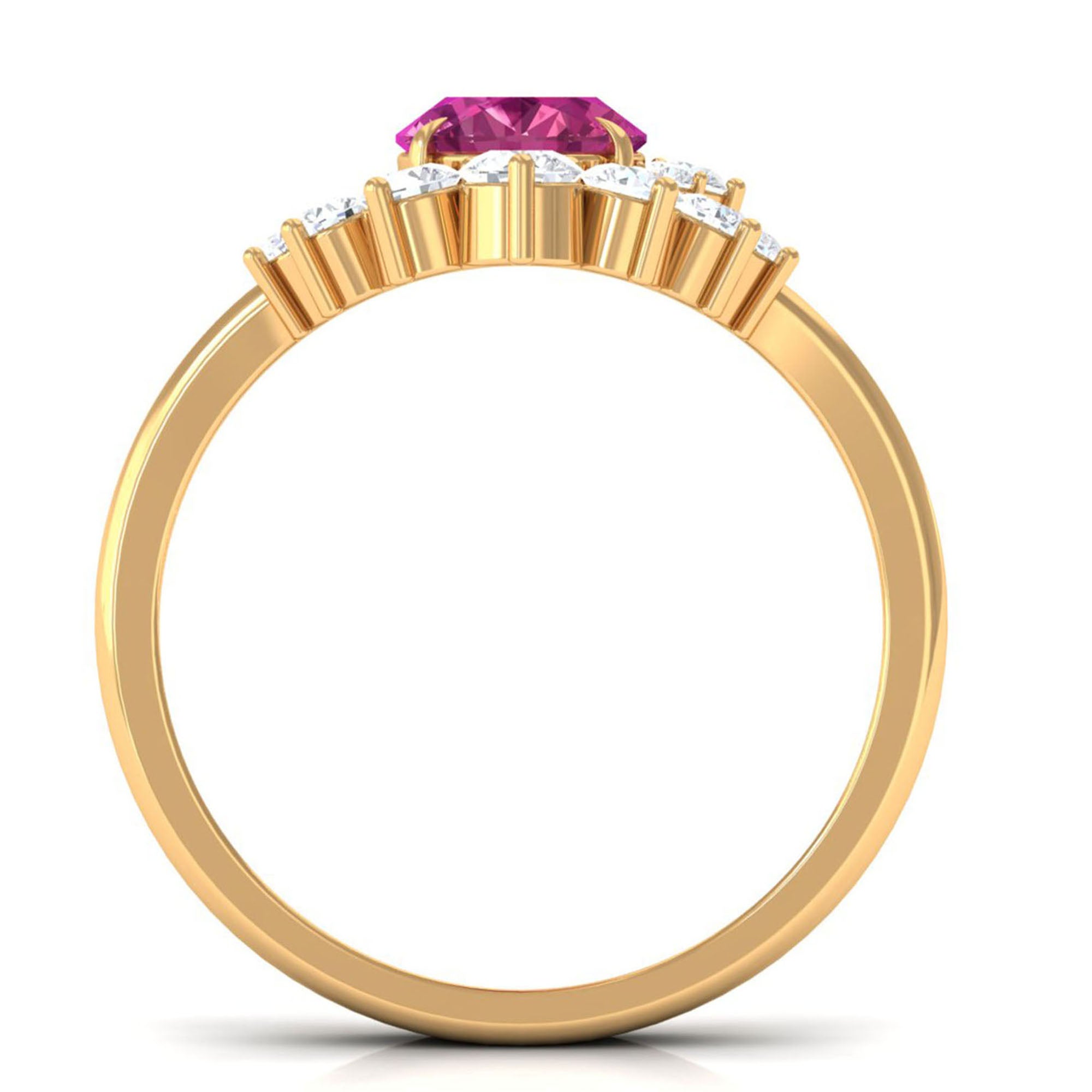 1 Carat Oval Pink Tourmaline and Diamond Wedding Ring Set