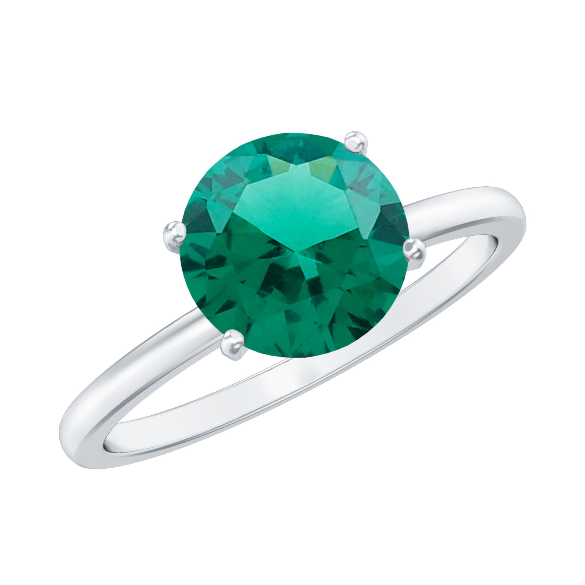 Certified 2 Carat Lab Grown Emerald Solitaire Engagement Ring