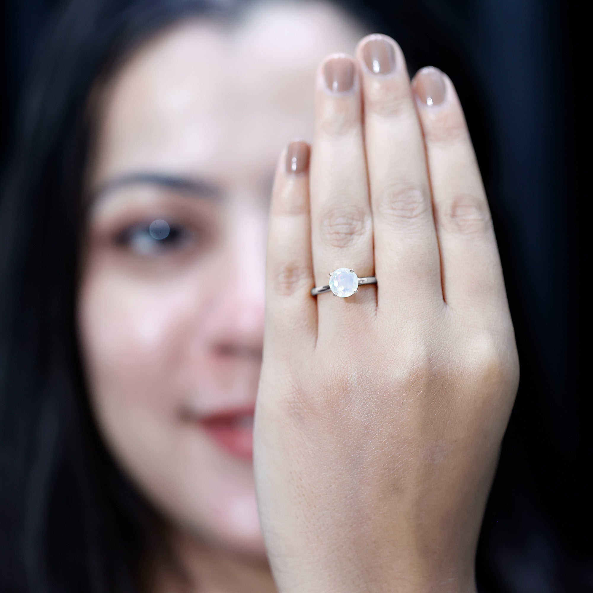 Classic 2 Carat Solitaire Ethiopian Rainbow Opal Engagement Ring
