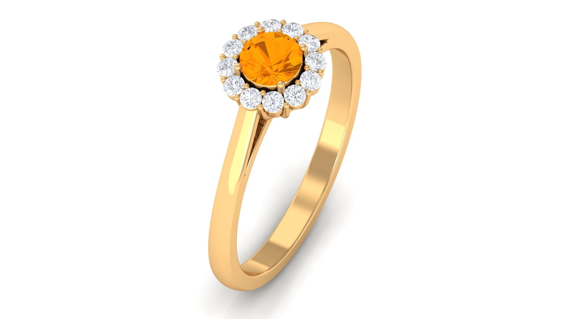 1 CT Fire Opal and Diamond Floating Halo Engagement Ring