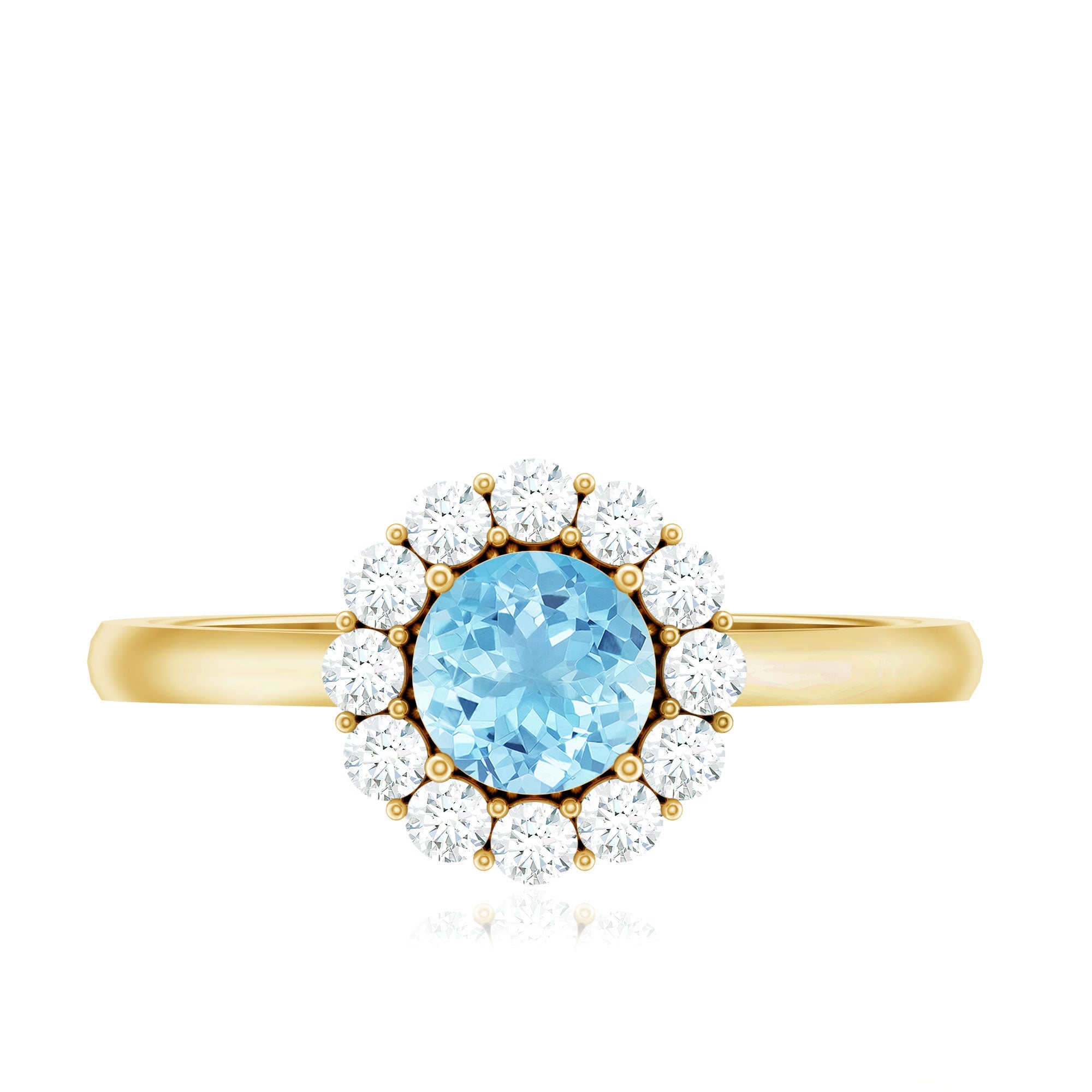 1 CT Aquamarine and Diamond Floating Halo Engagement Ring