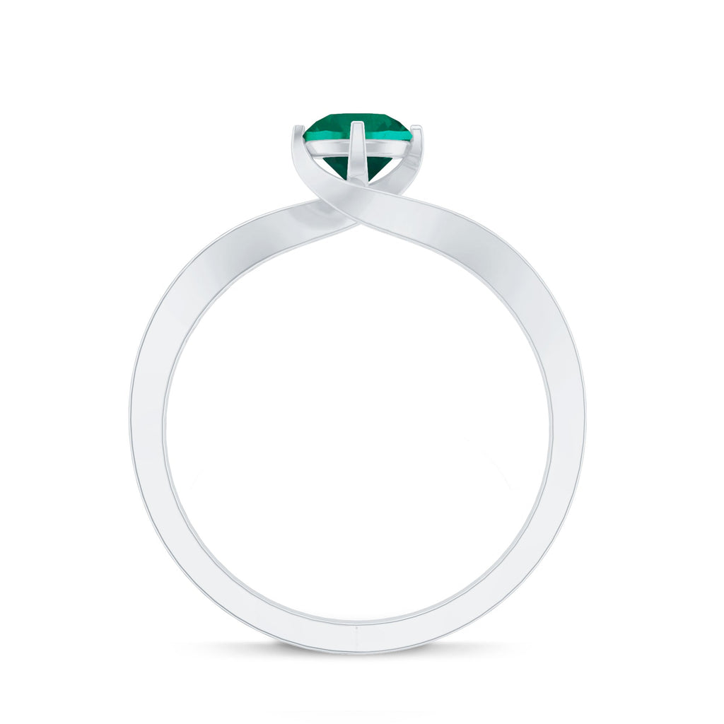 Certified 0.8 Carat Lab Grown Emerald Diamond Bypass Engagement Ring