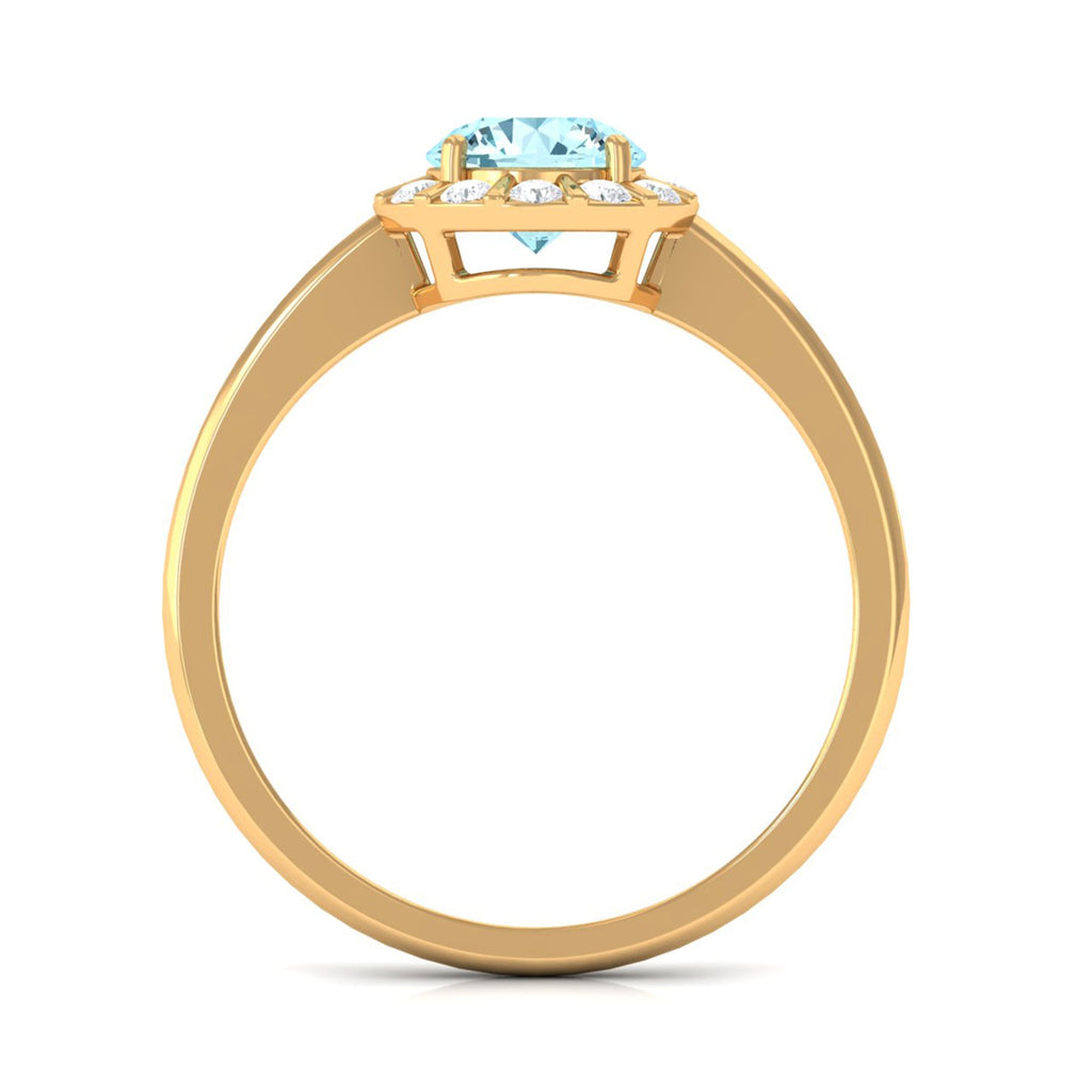 1 CT Aquamarine Engagement Ring with Diamond Floating Halo