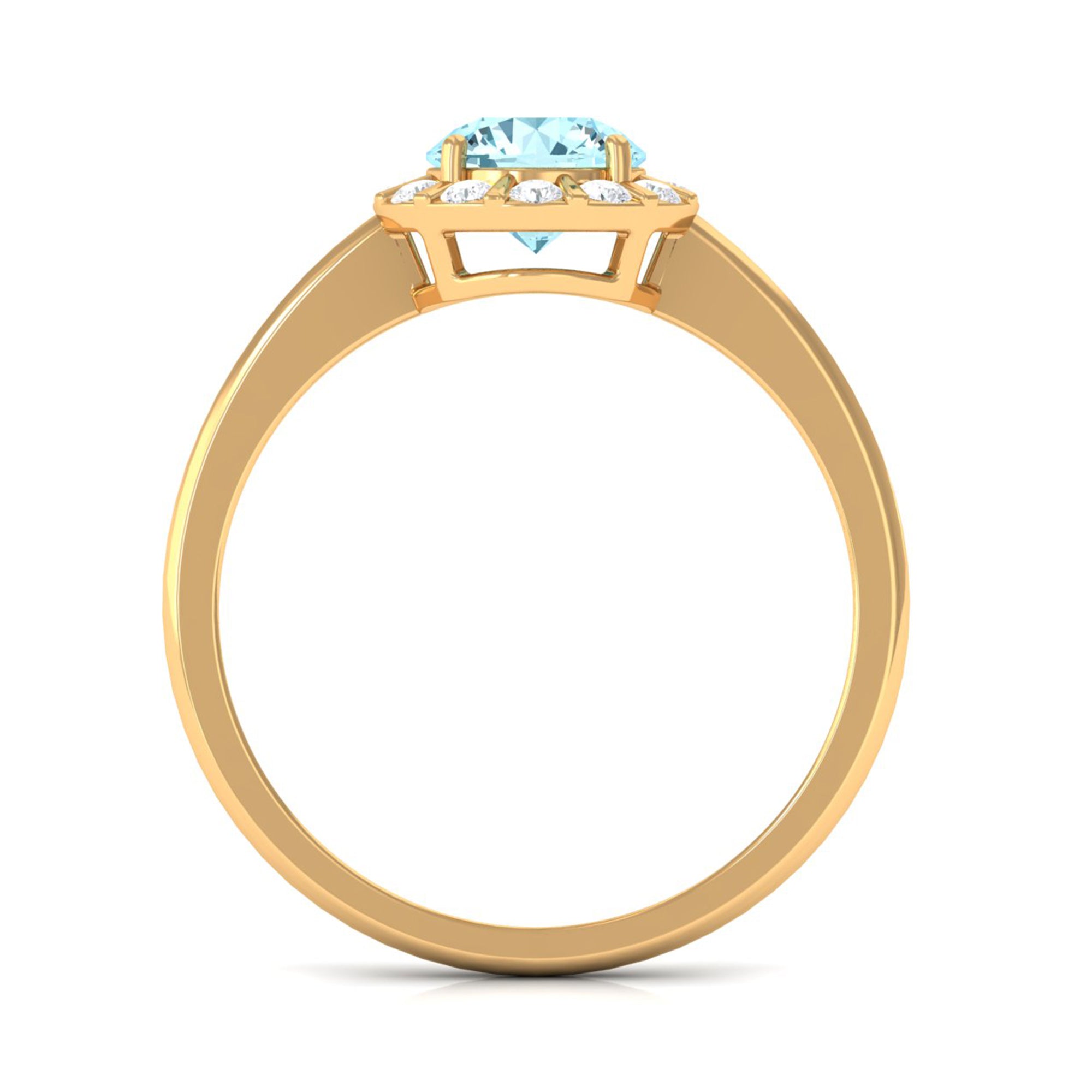 1 CT Aquamarine Engagement Ring with Diamond Floating Halo