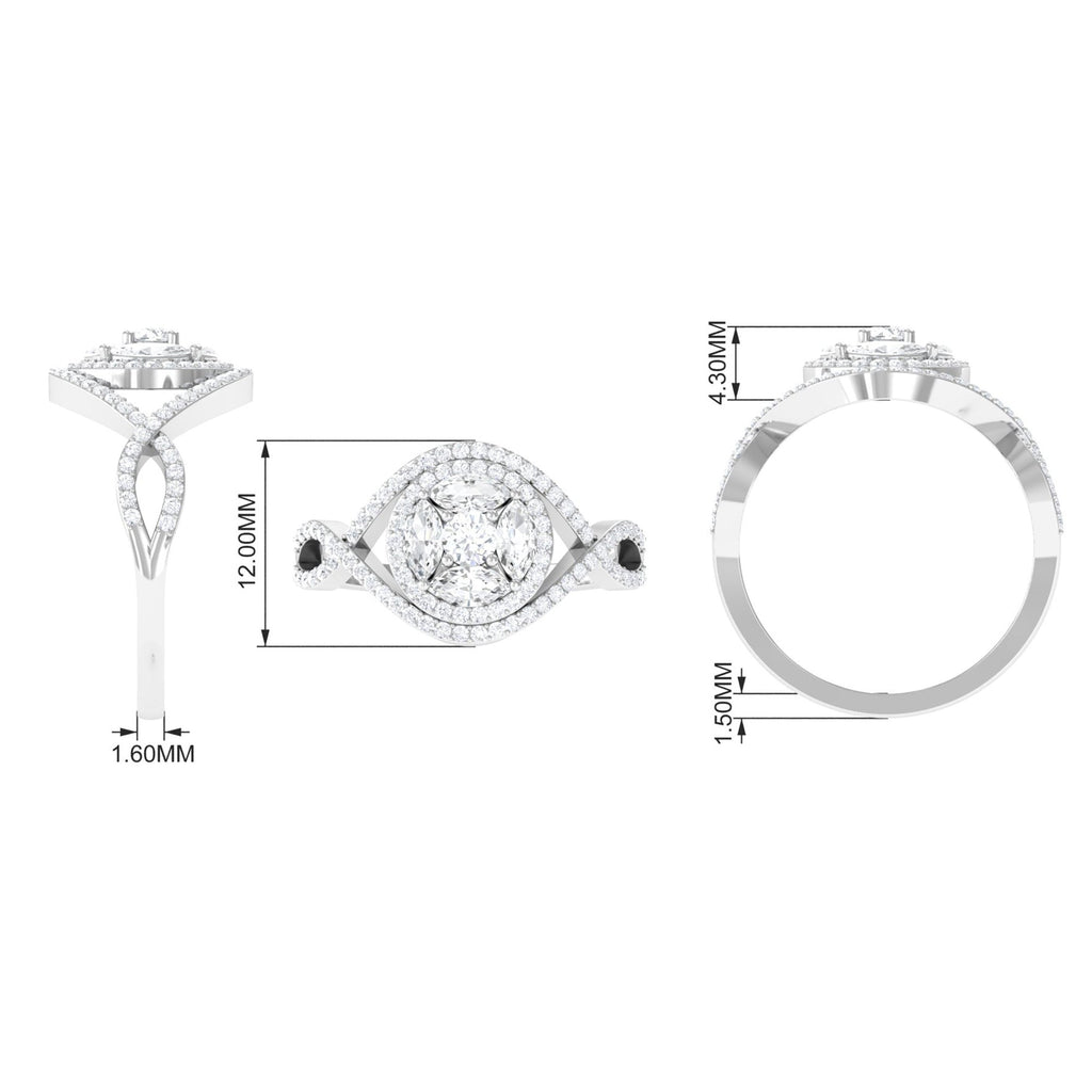 Criss Cross Zircon Cluster Engagement Ring