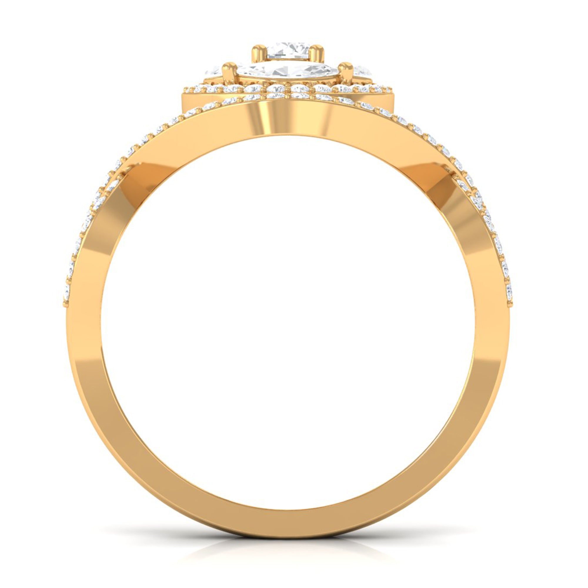 Criss Cross Zircon Cluster Engagement Ring