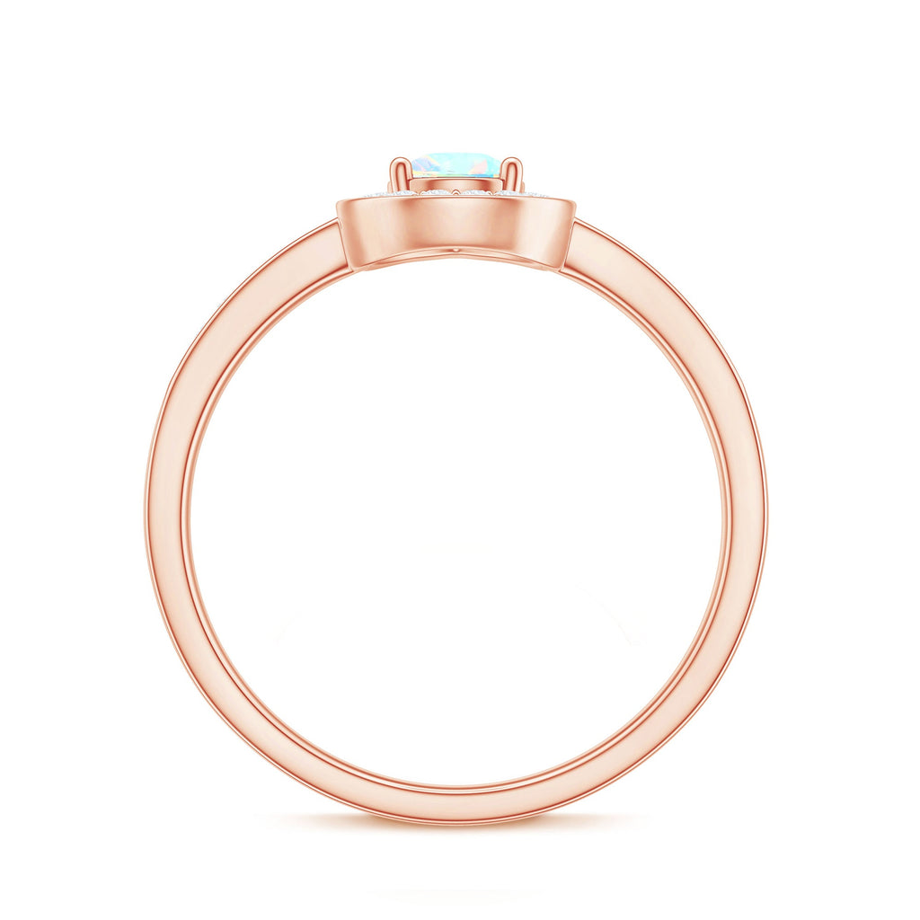 Natural 5X7mm Opalescent Teardrop Engagement Ring with Diamond Halo