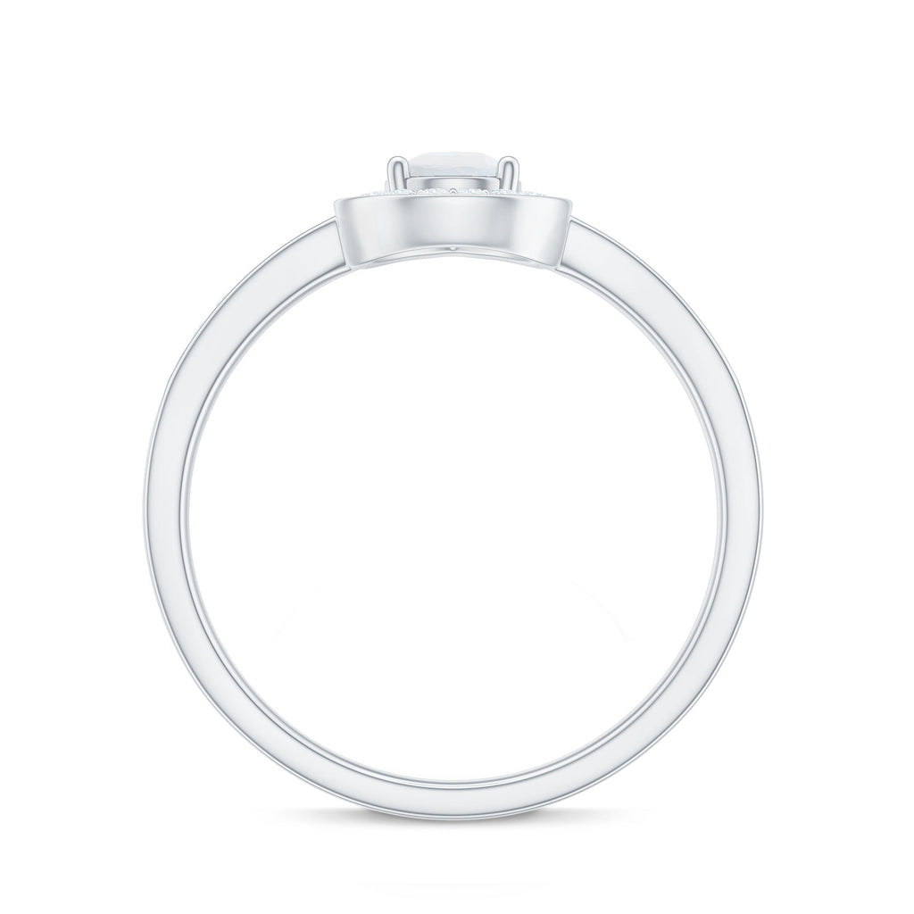 1.25 CT Classic Moonstone and Diamond Halo Engagement Ring