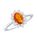 1 CT Princess Diana Inspired Fire Opal and Diamond Engagement Ring