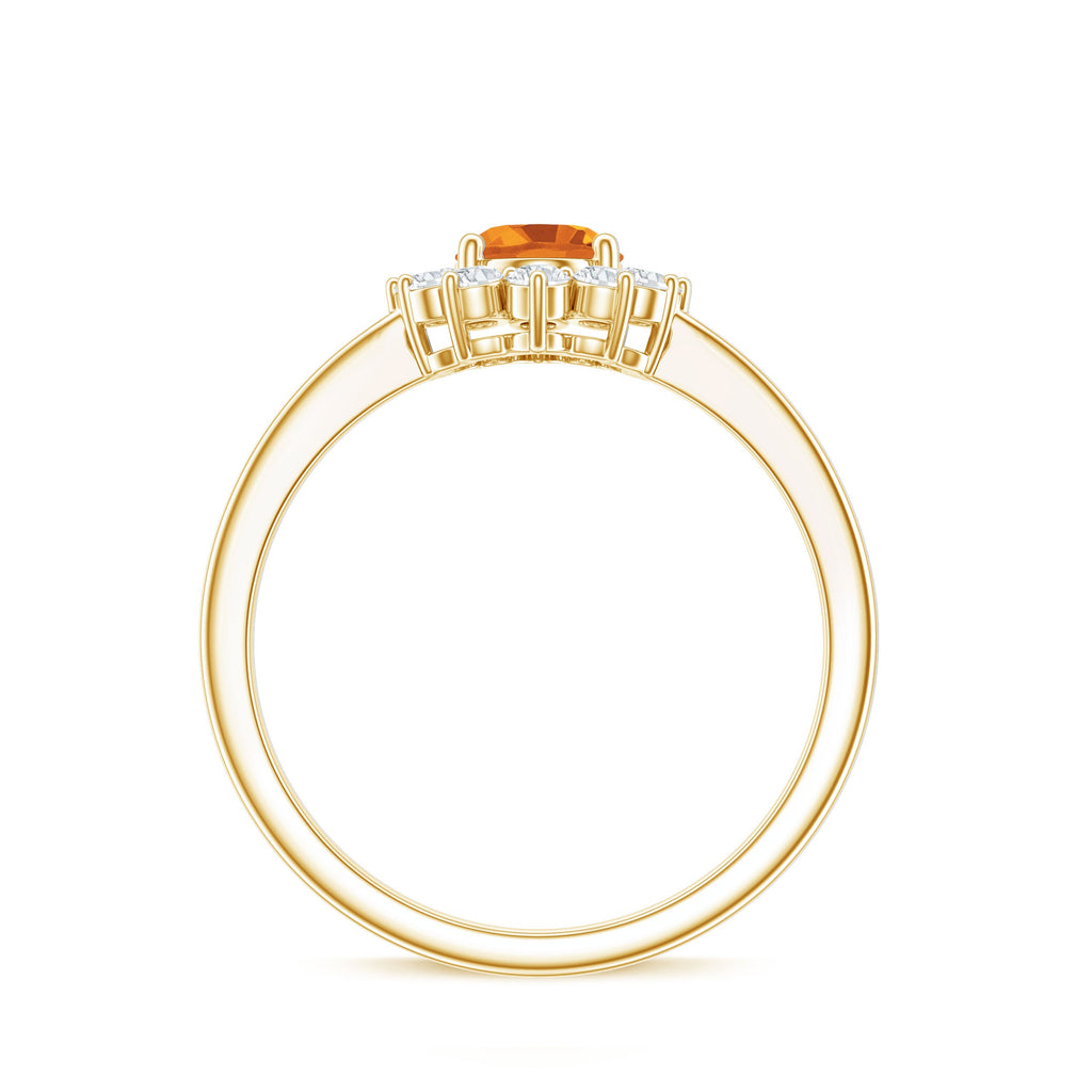 Real 6X8mm Citrine Oval Engagement Ring with Diamond Halo