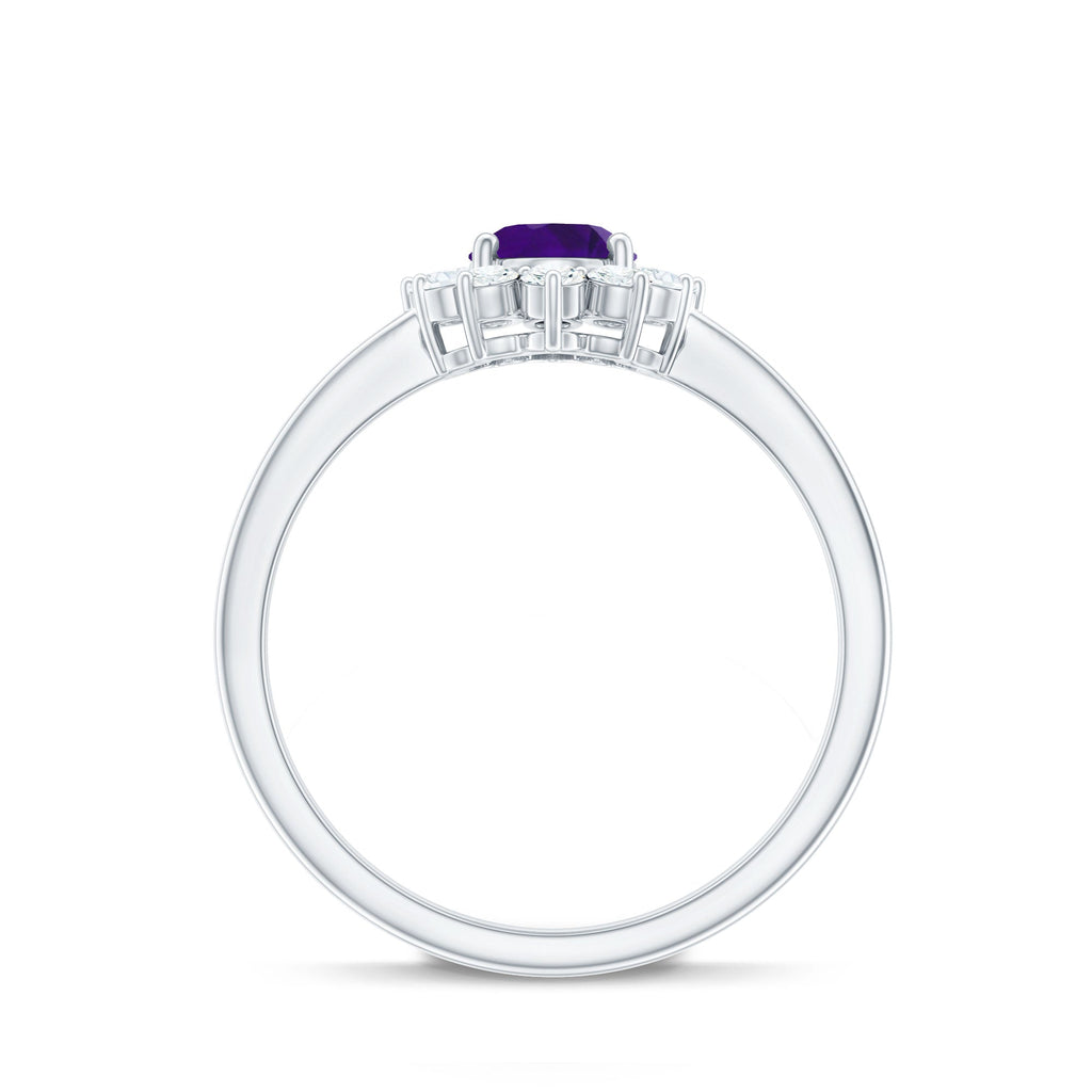 1.5 CT Princess Diana Inspired Amethyst Engagement Ring Diamond Halo
