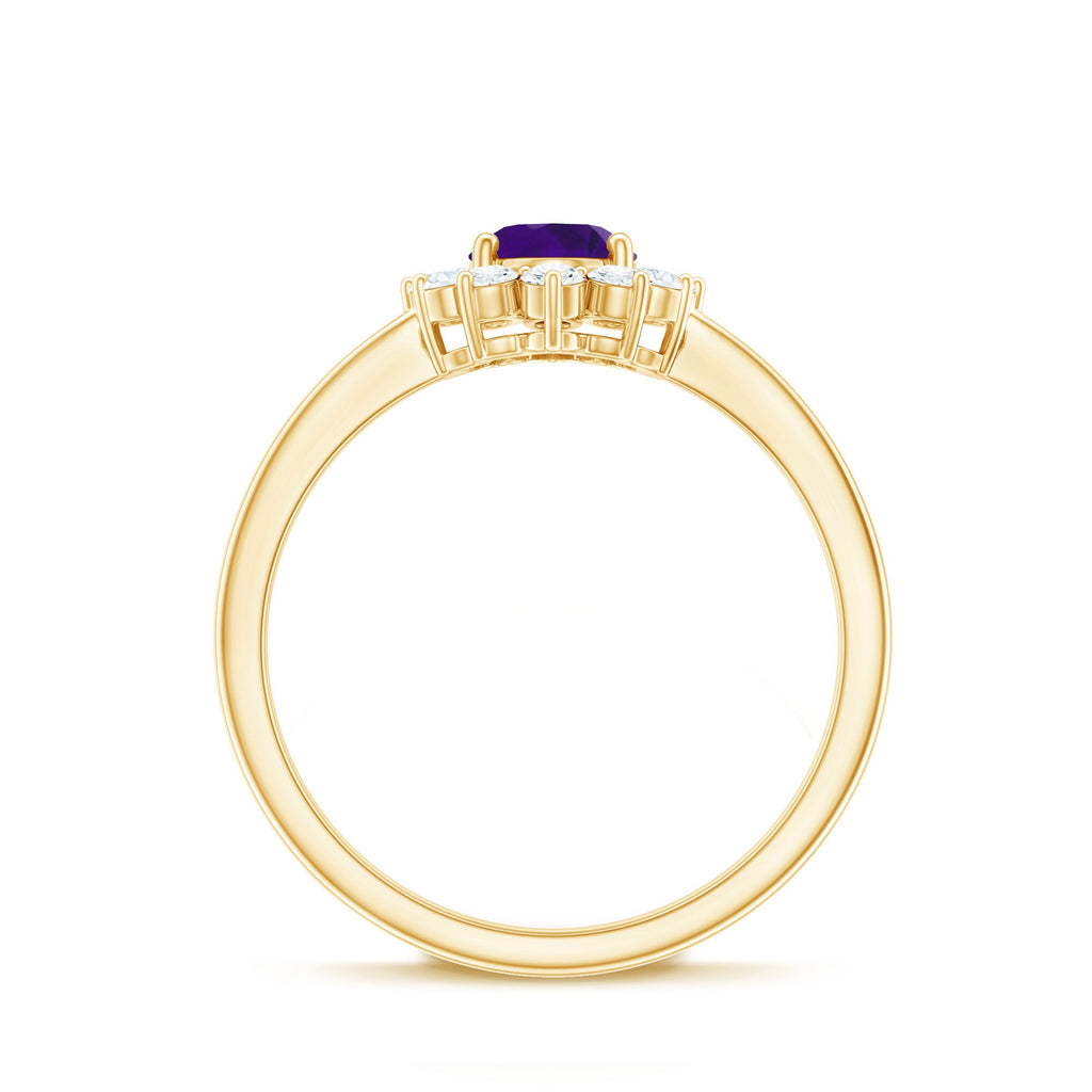 1.5 CT Princess Diana Inspired Amethyst Engagement Ring Diamond Halo