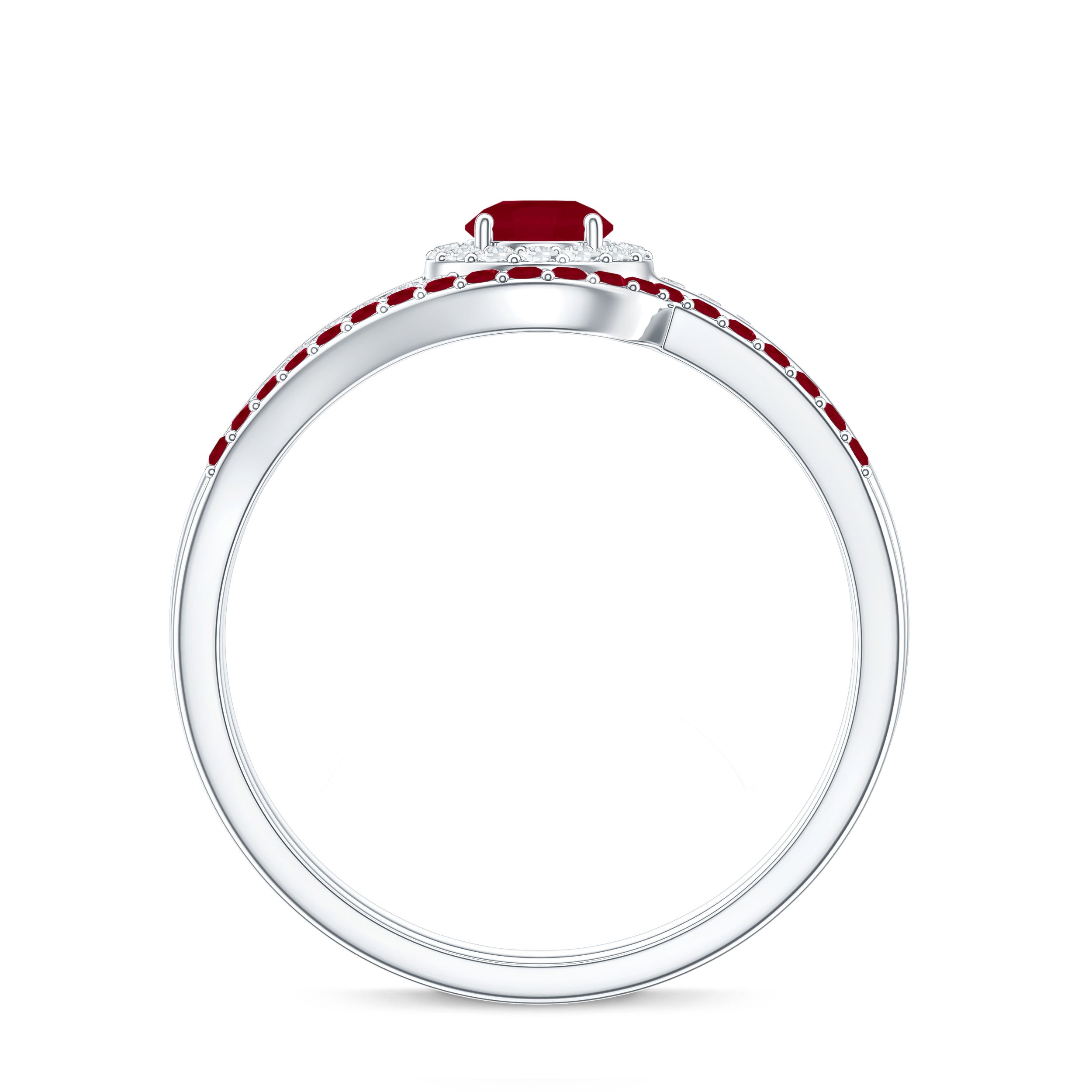 Natural Ruby Diamond Wedding Engagement Ring Set for Women