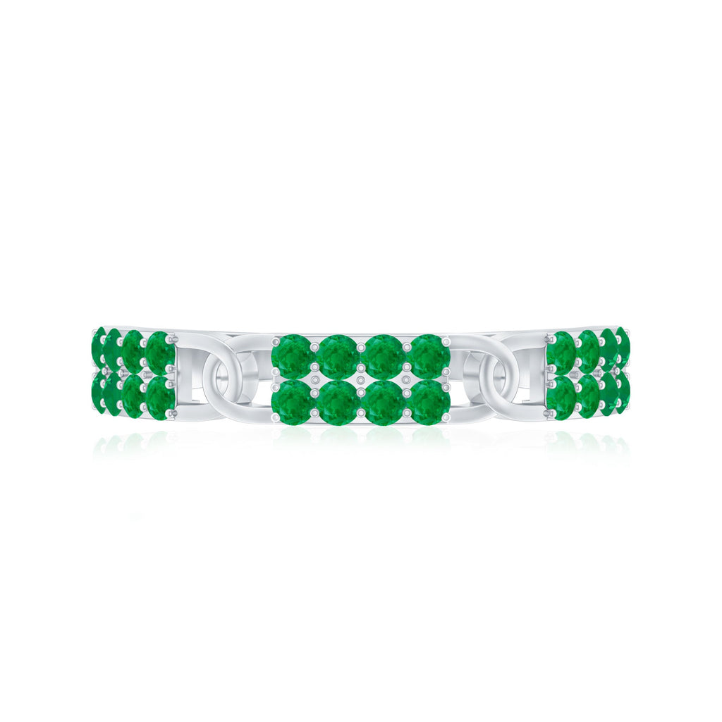Real Emerald Interlocking Wedding Band with Certificate