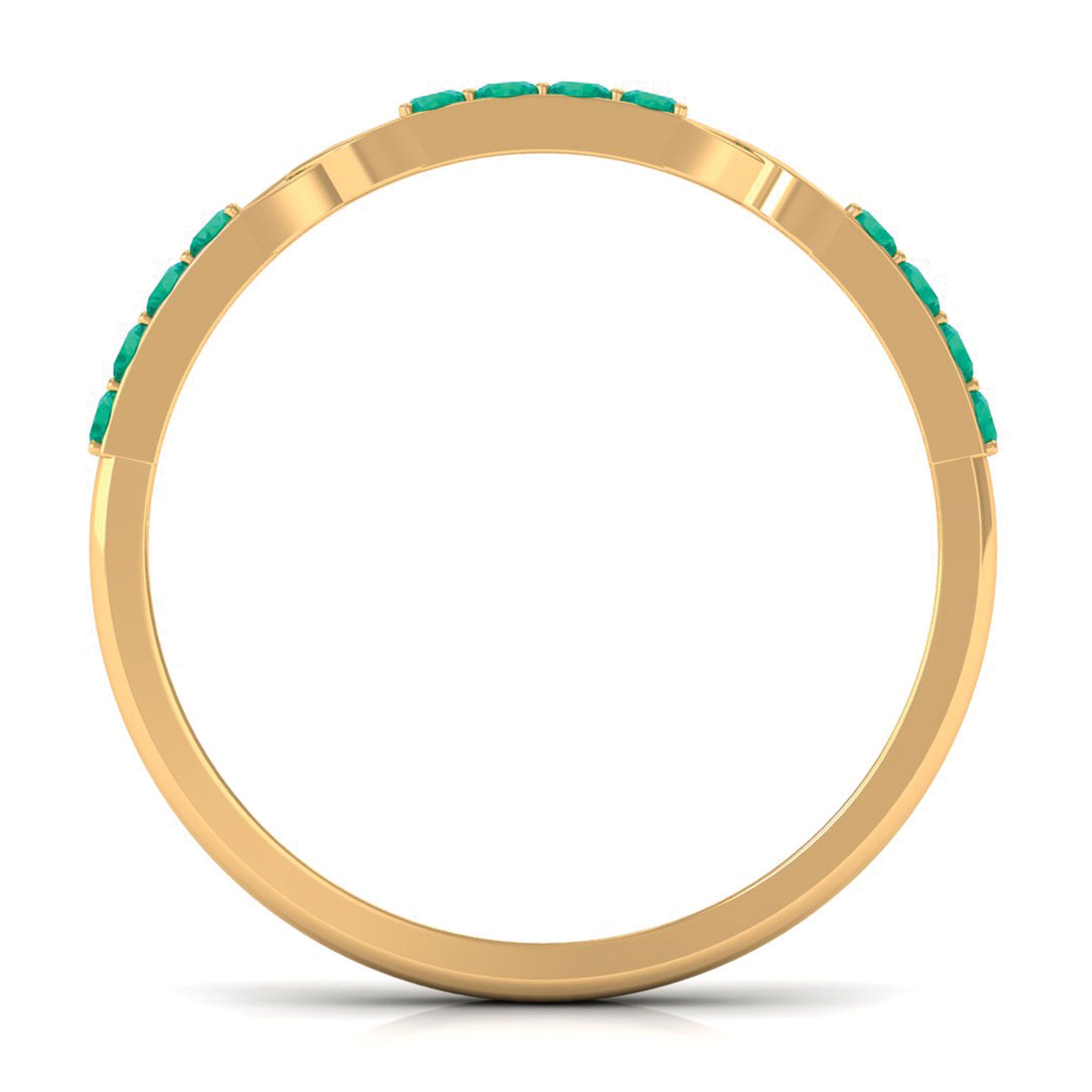 Real Emerald Interlocking Wedding Band with Certificate