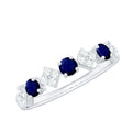 Natural Blue Sapphire and Diamond Half Eternity Band Ring for Women