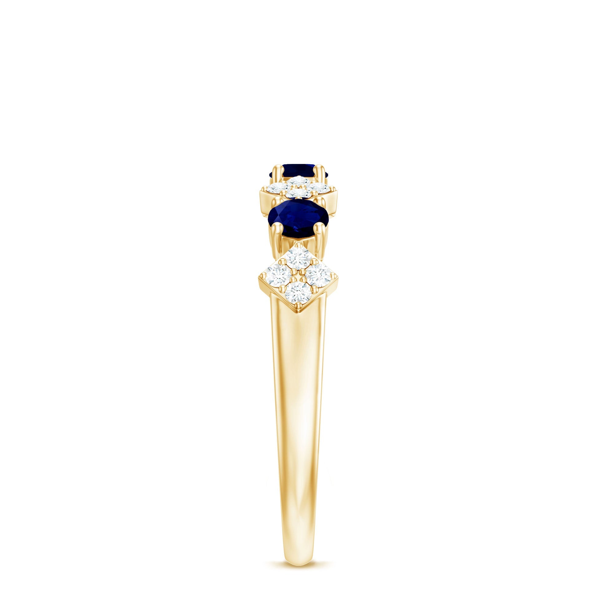 Natural Blue Sapphire and Diamond Half Eternity Band Ring for Women