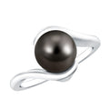 8 Carat Certified Tahitian Black Pearl Solitaire Bypass Ring