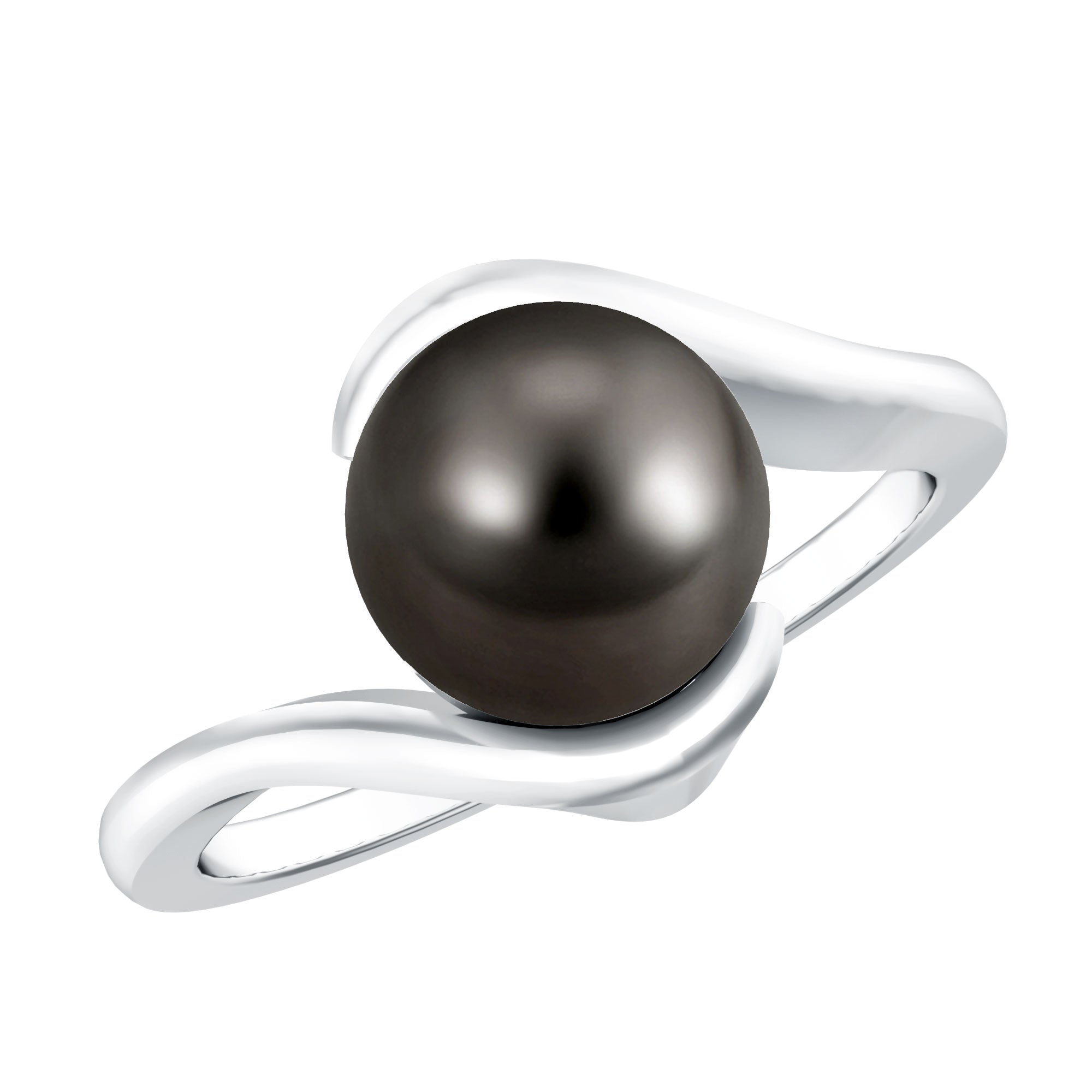 8 Carat Certified Tahitian Black Pearl Solitaire Bypass Ring