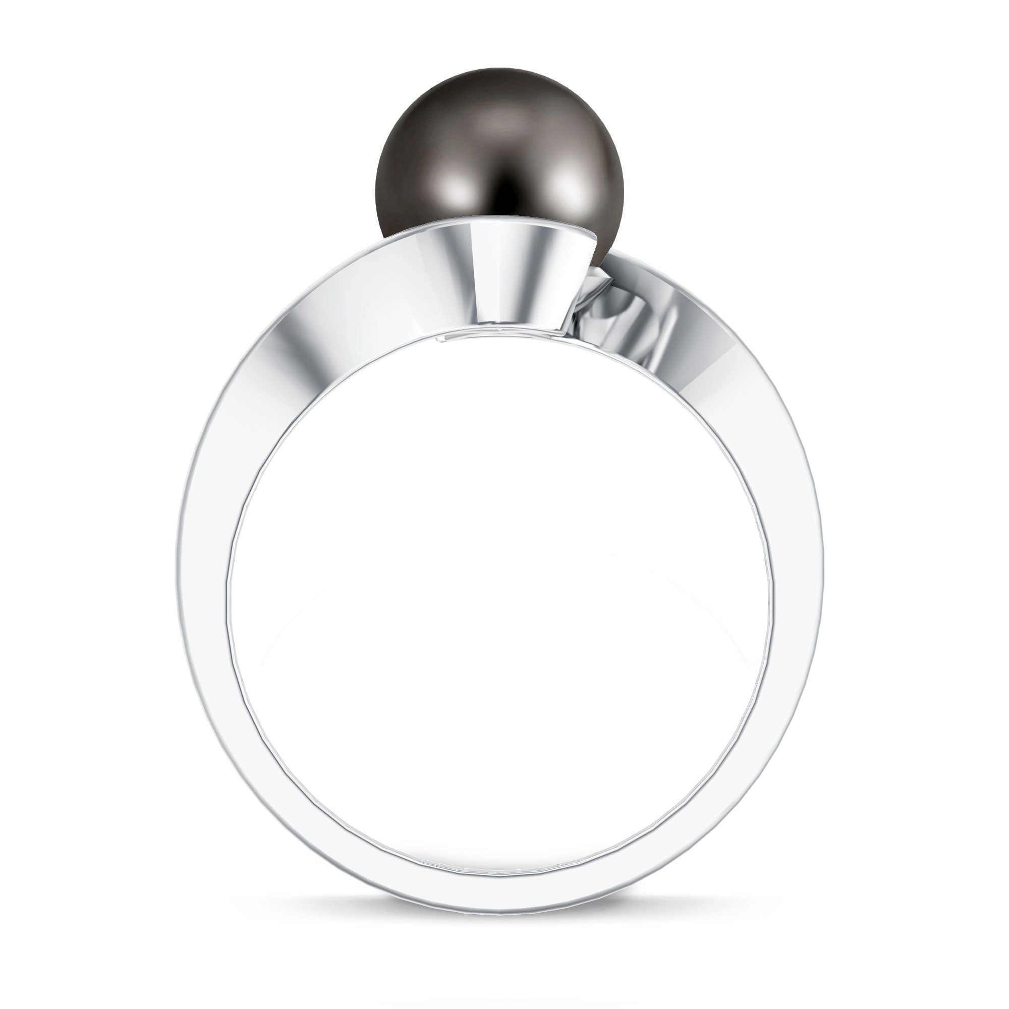8 Carat Certified Tahitian Black Pearl Solitaire Bypass Ring