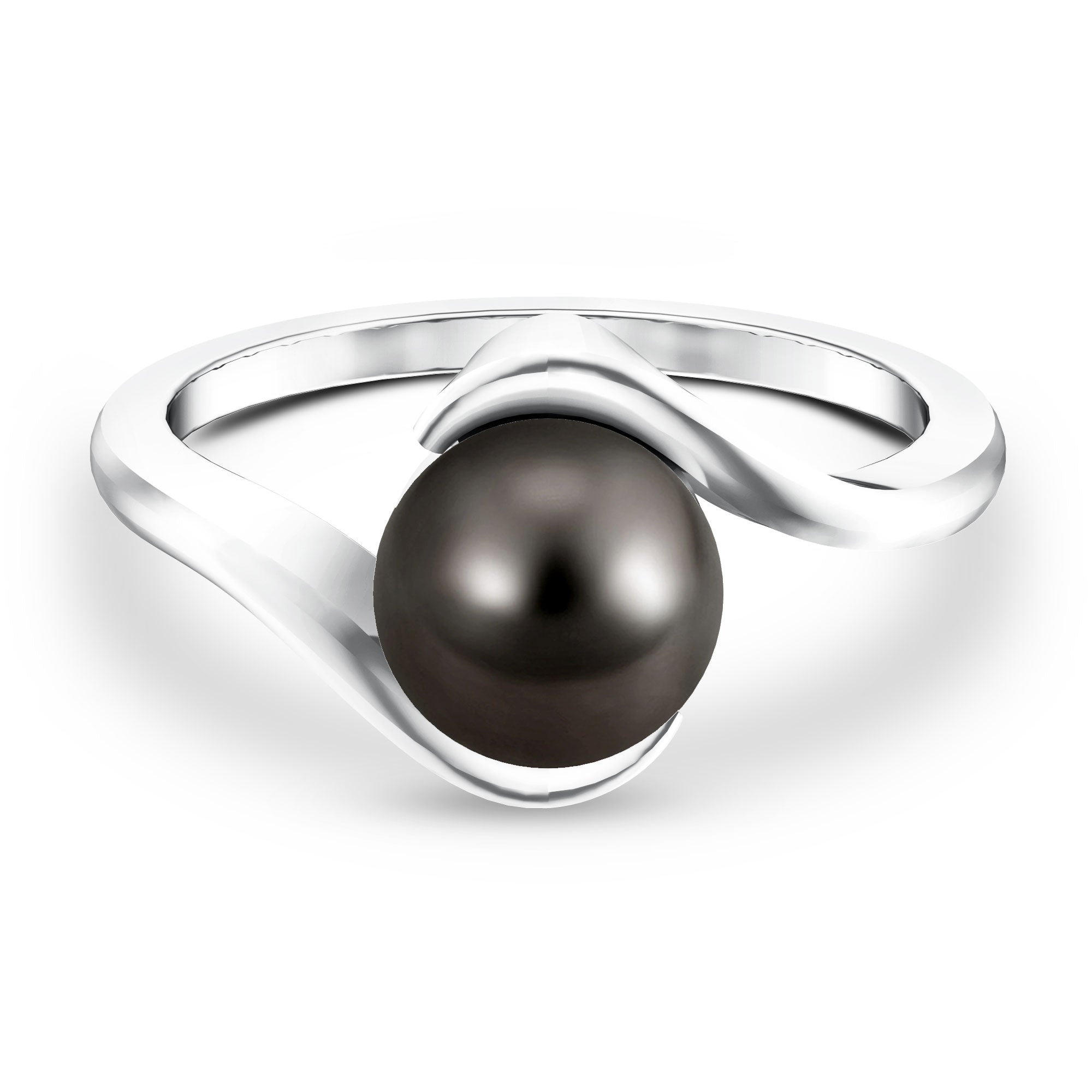 8 Carat Certified Tahitian Black Pearl Solitaire Bypass Ring