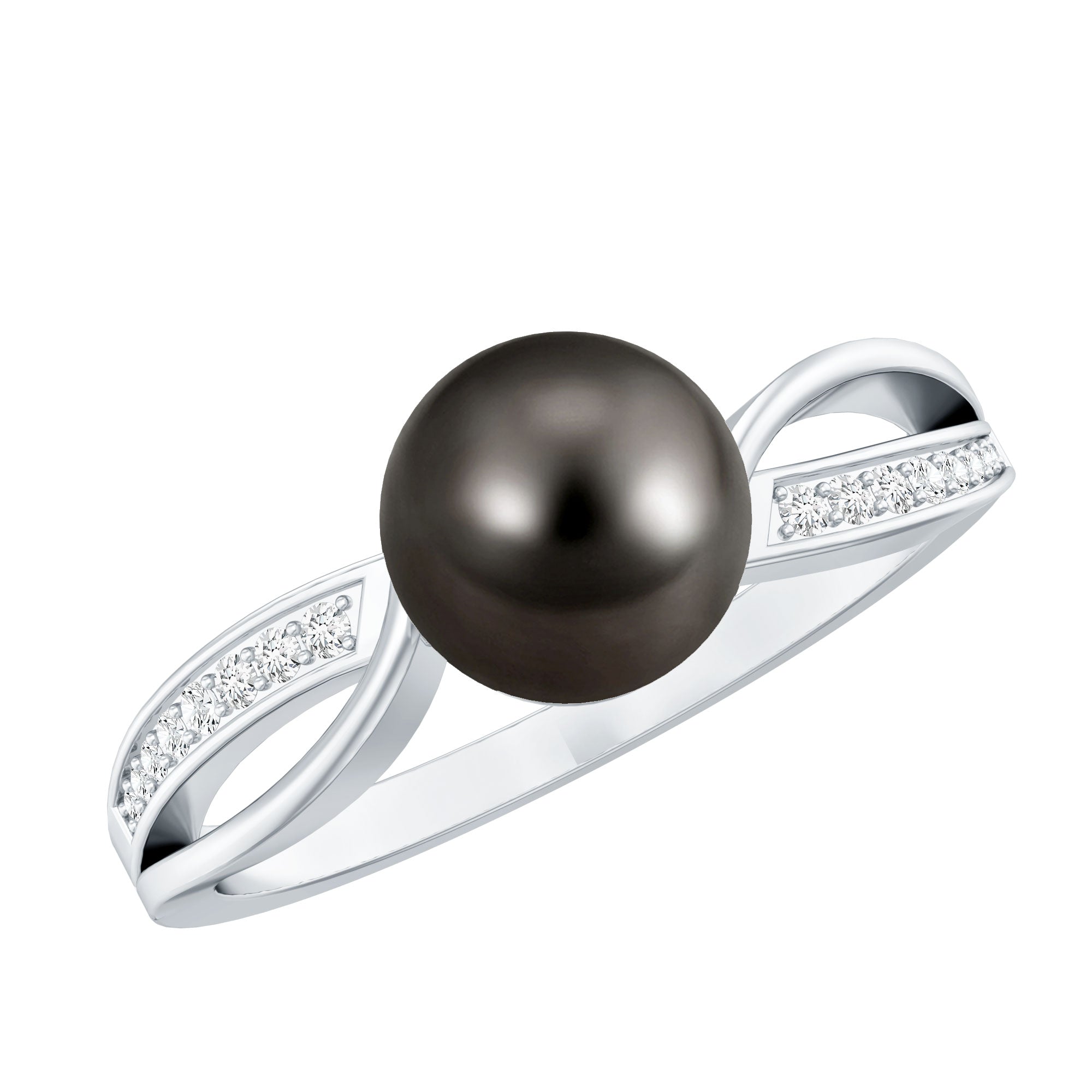 7.25 CT Solitaire Tahitian Pearl Engagement Ring with Diamond