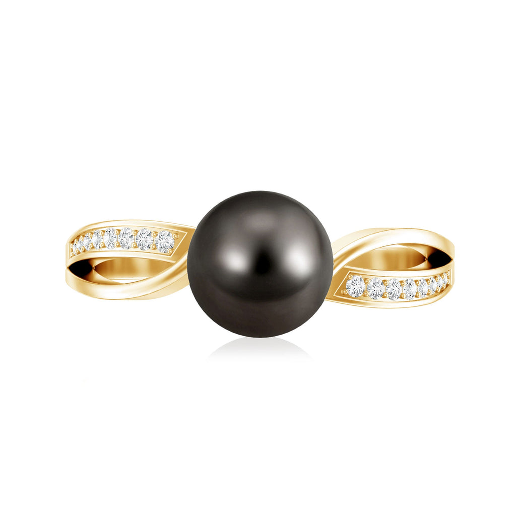 7.25 CT Solitaire Tahitian Pearl Engagement Ring with Diamond
