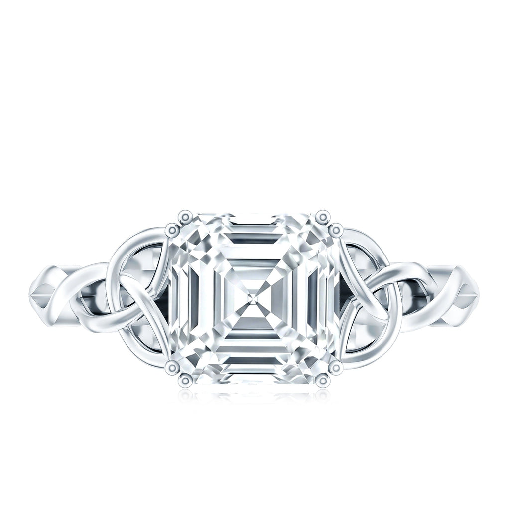 Asscher Cut 3 Carat Moissanite Celtic Knot Engagement Ring