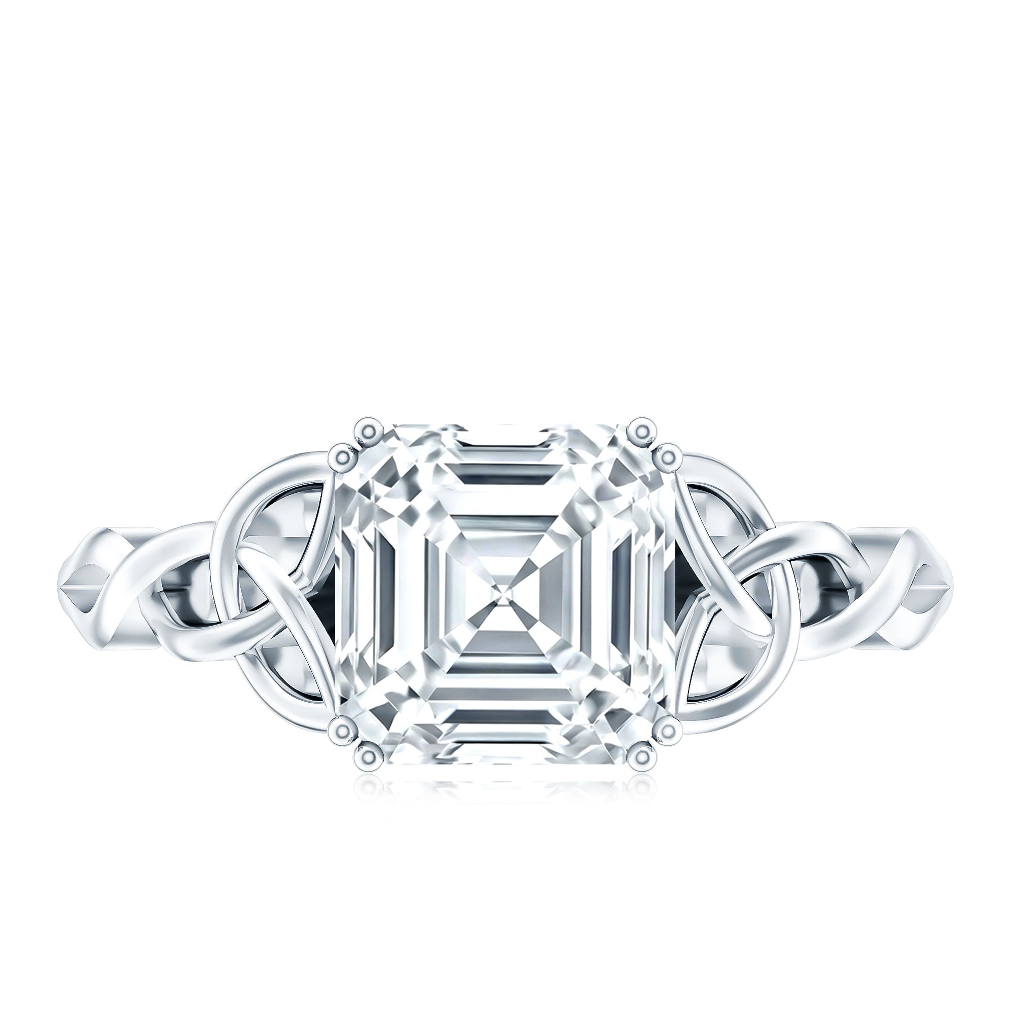 Asscher Cut 3 Carat Moissanite Celtic Knot Engagement Ring
