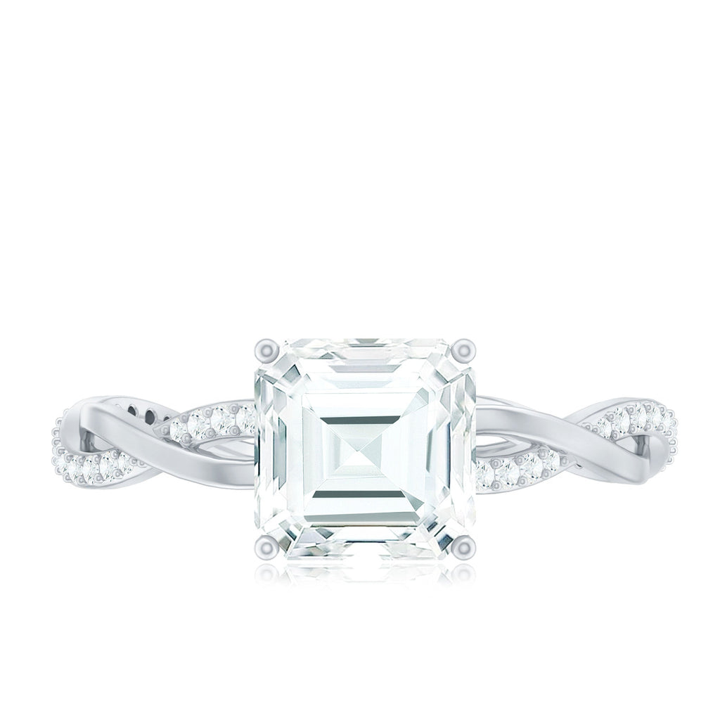 Solitaire Moissanite Asscher Cut Engagement Ring