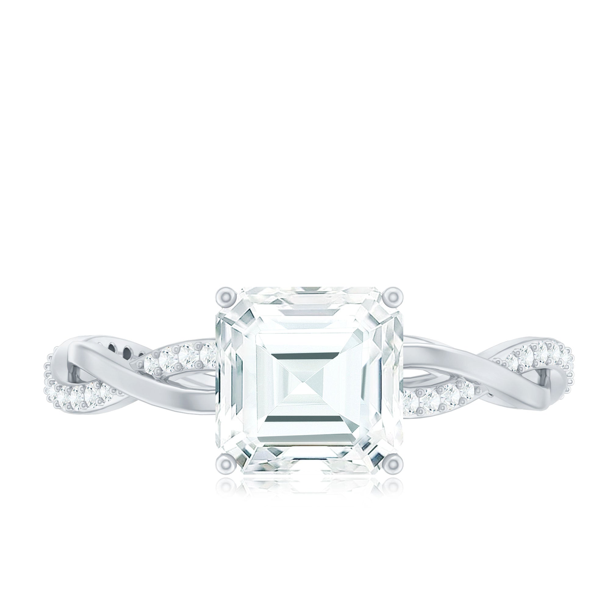 Solitaire Moissanite Asscher Cut Engagement Ring