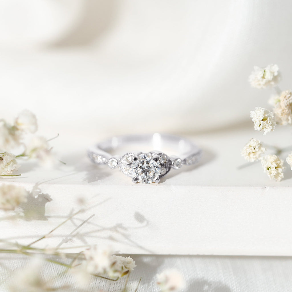 Vintage Inspired Zircon Engagement Ring for Women