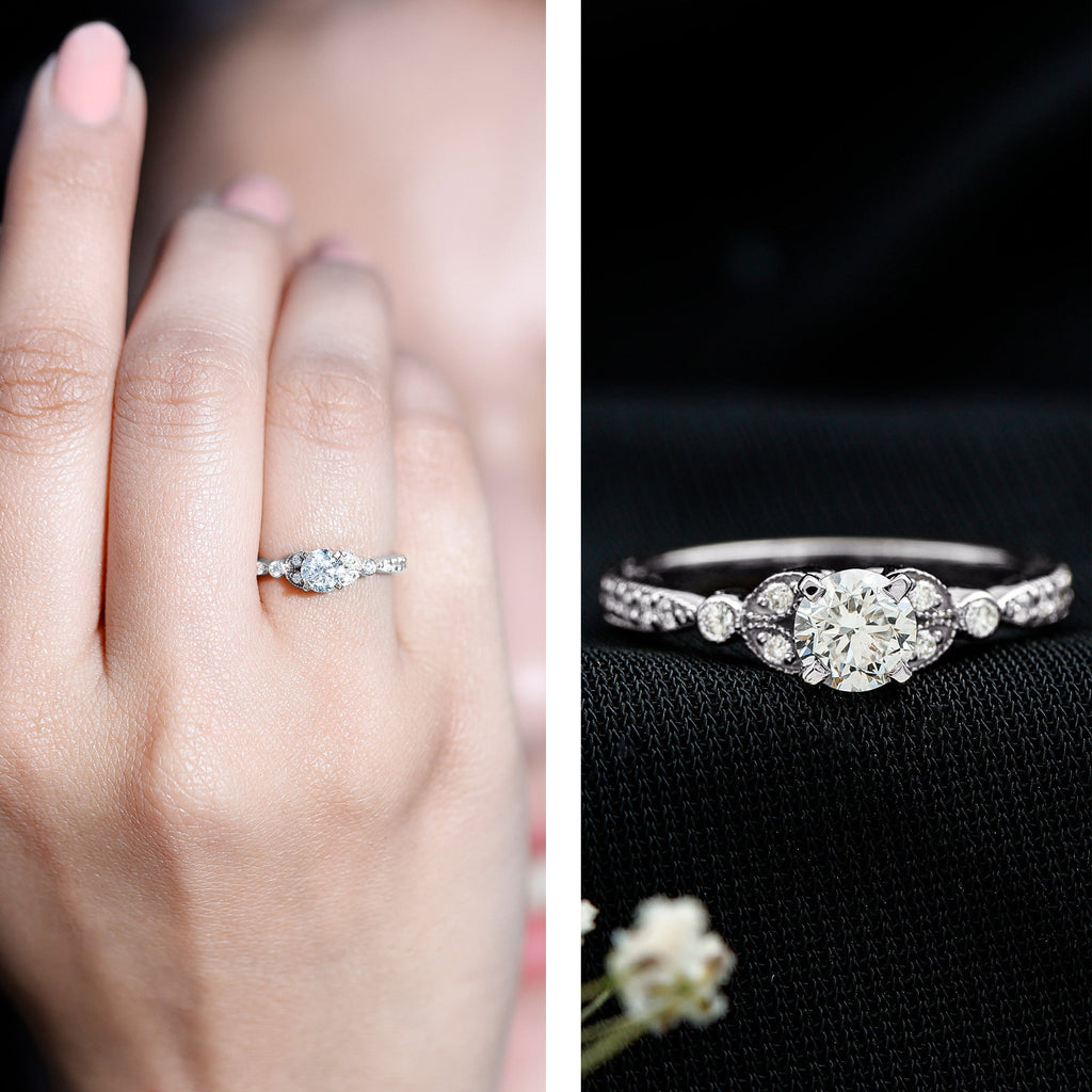 Vintage Inspired Zircon Engagement Ring for Women