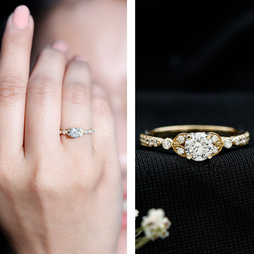 Vintage Inspired Zircon Engagement Ring for Women