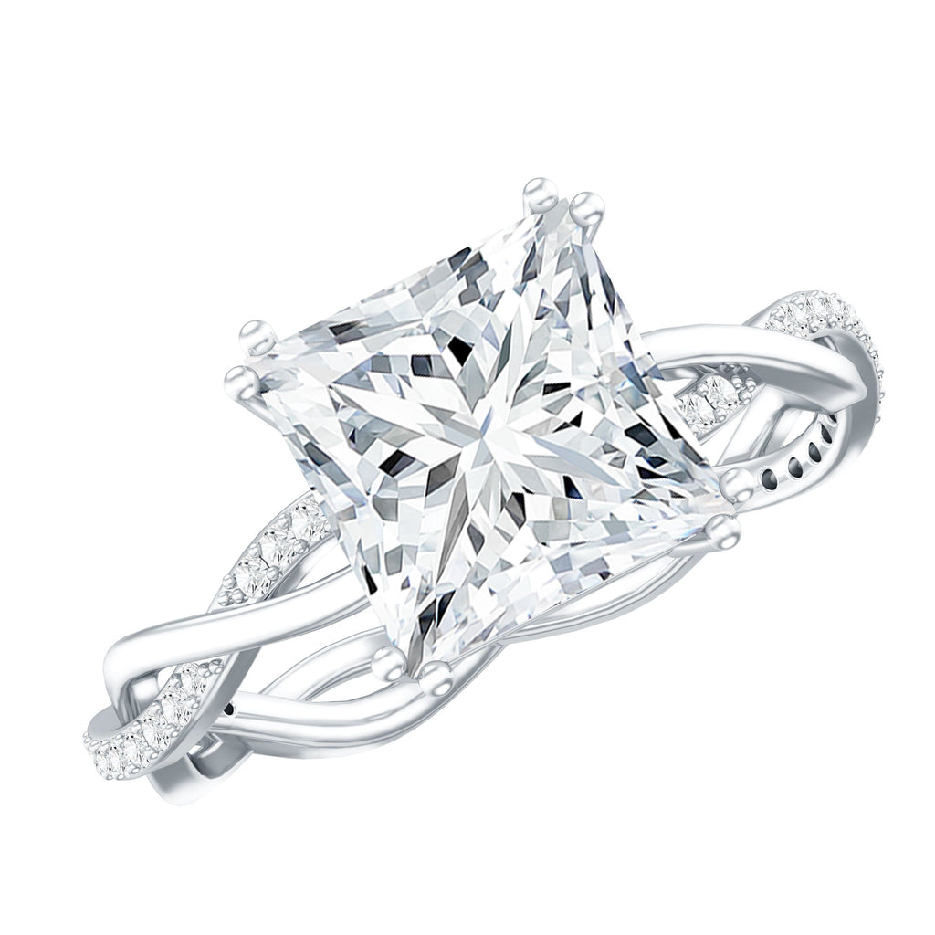 3 CT Princess Cut Moissanite Engagement Ring in Double Prong Setting