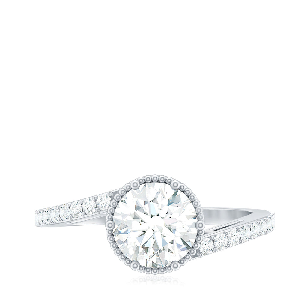 Round Cut Solitaire Zircon Bypass Engagement Ring