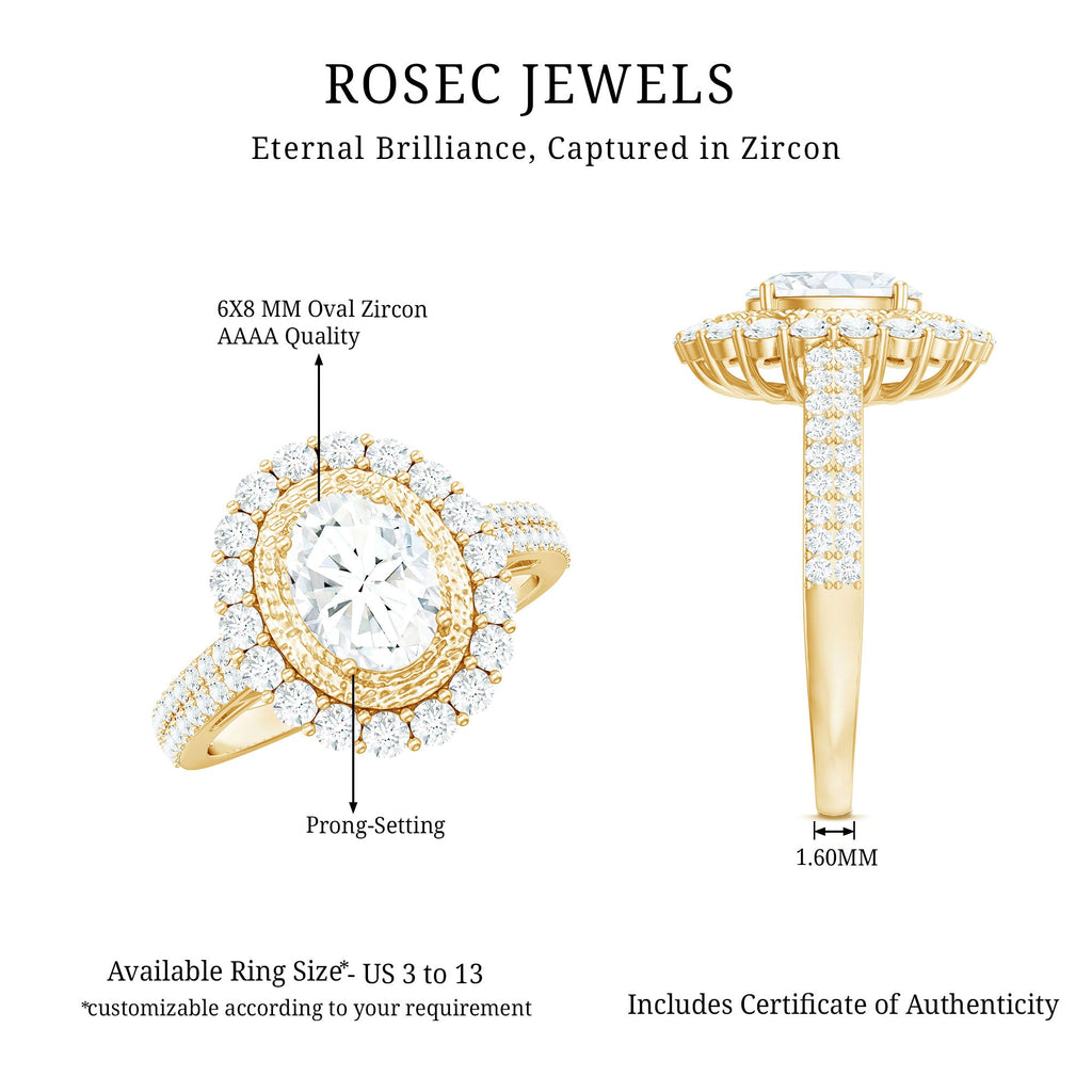 3.25 CT Vintage Inspired Zircon Oval Engagement Ring