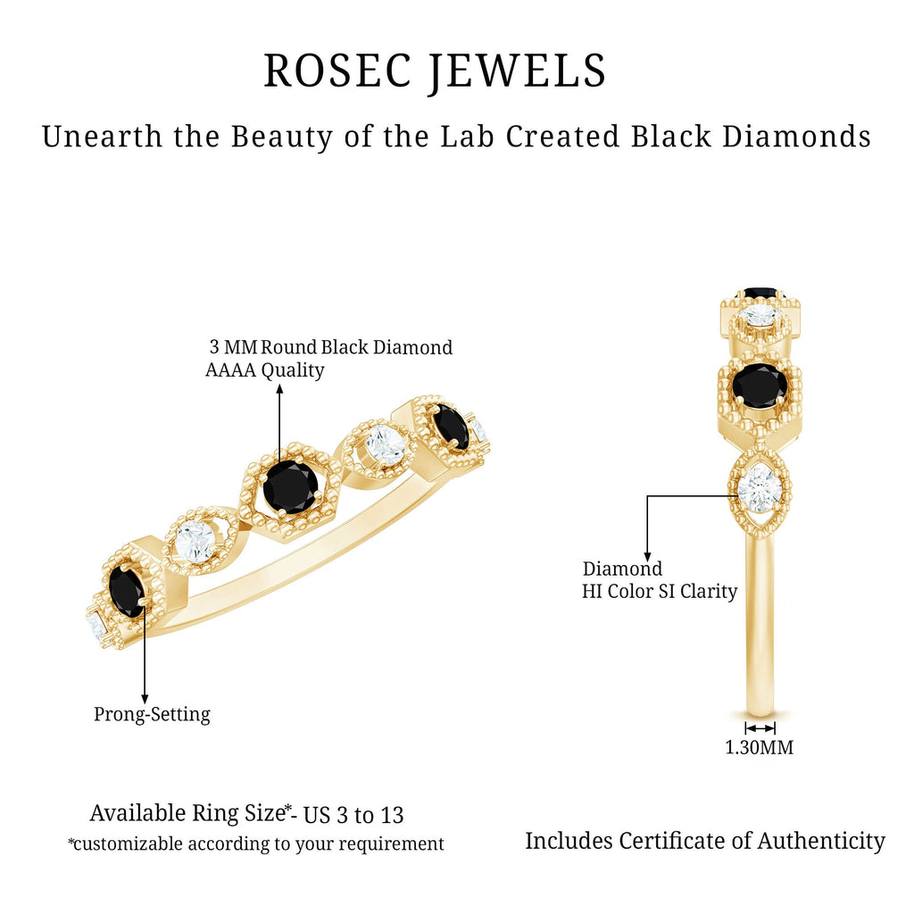 Certified Lab Grown Black and White Diamond Half Eternity Ring