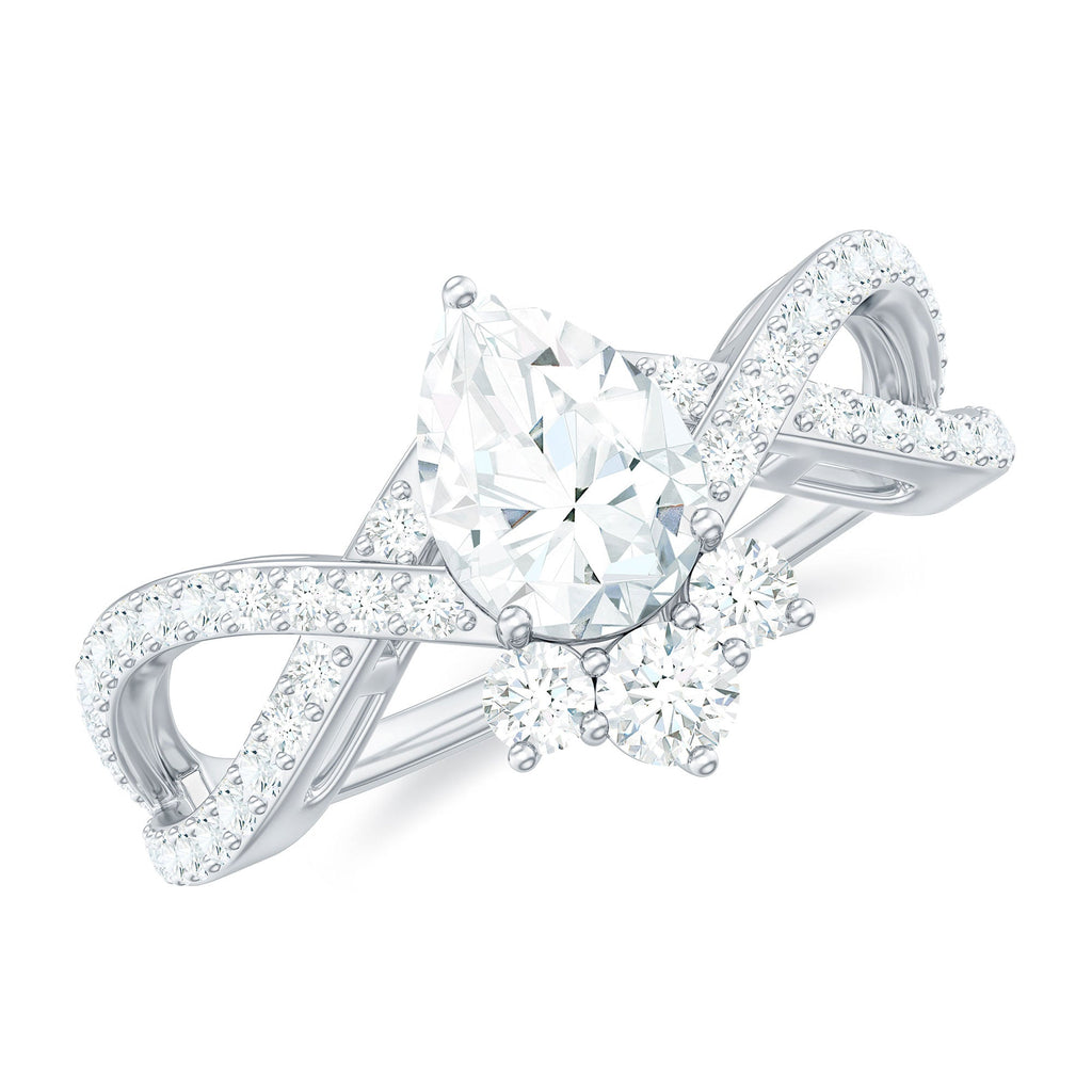 2 CT Pear Cut Cubic Zirconia Crossover Engagement Ring