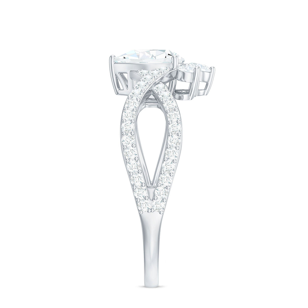 2 CT Pear Cut Cubic Zirconia Crossover Engagement Ring