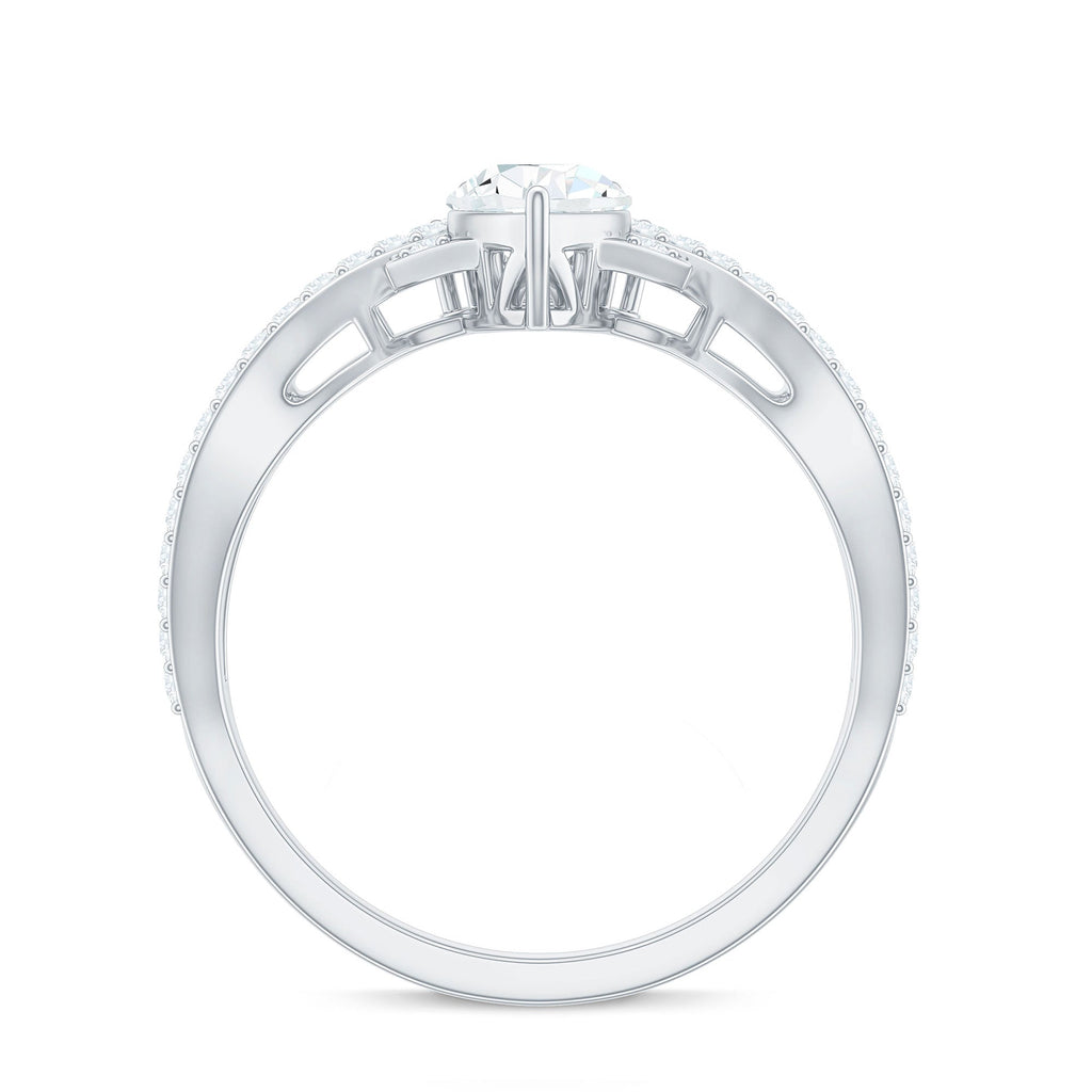 2 CT Pear Cut Cubic Zirconia Crossover Engagement Ring