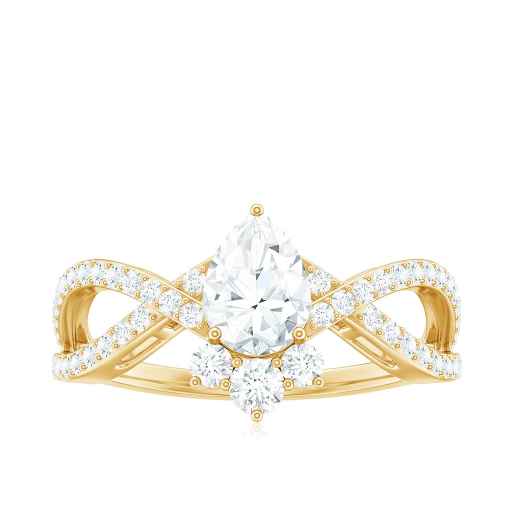 2 CT Pear Cut Cubic Zirconia Crossover Engagement Ring