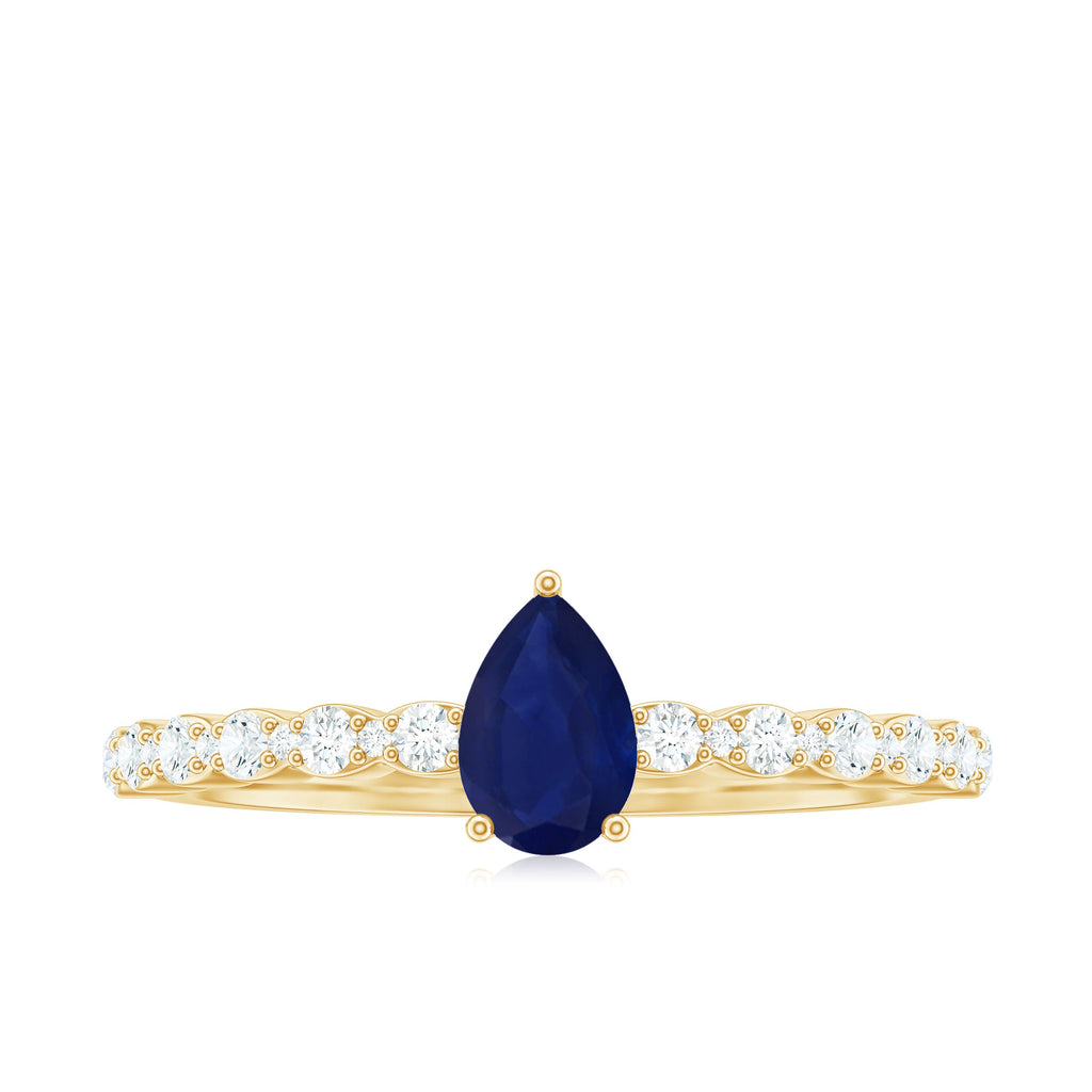 1 CT Minimal Blue Sapphire Solitaire Promise Ring with Diamond