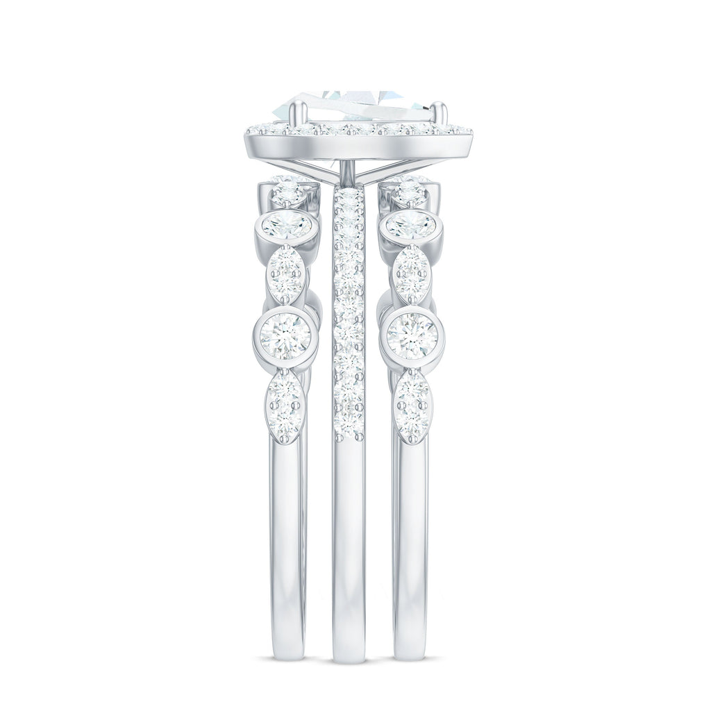 Pear Shaped Cubic Zirconia Trio Wedding Ring Set for Women