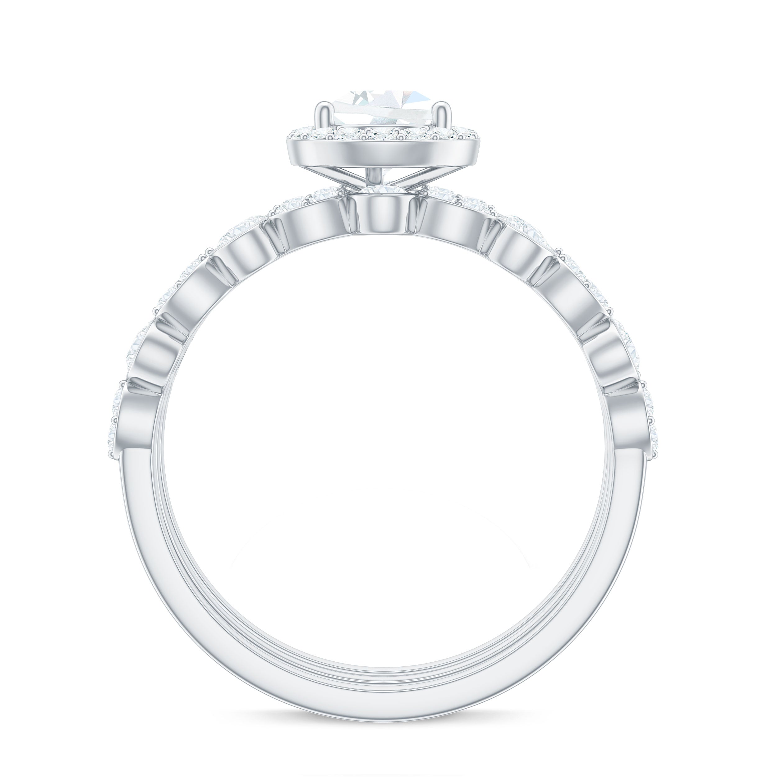 Pear Shaped Cubic Zirconia Trio Wedding Ring Set for Women