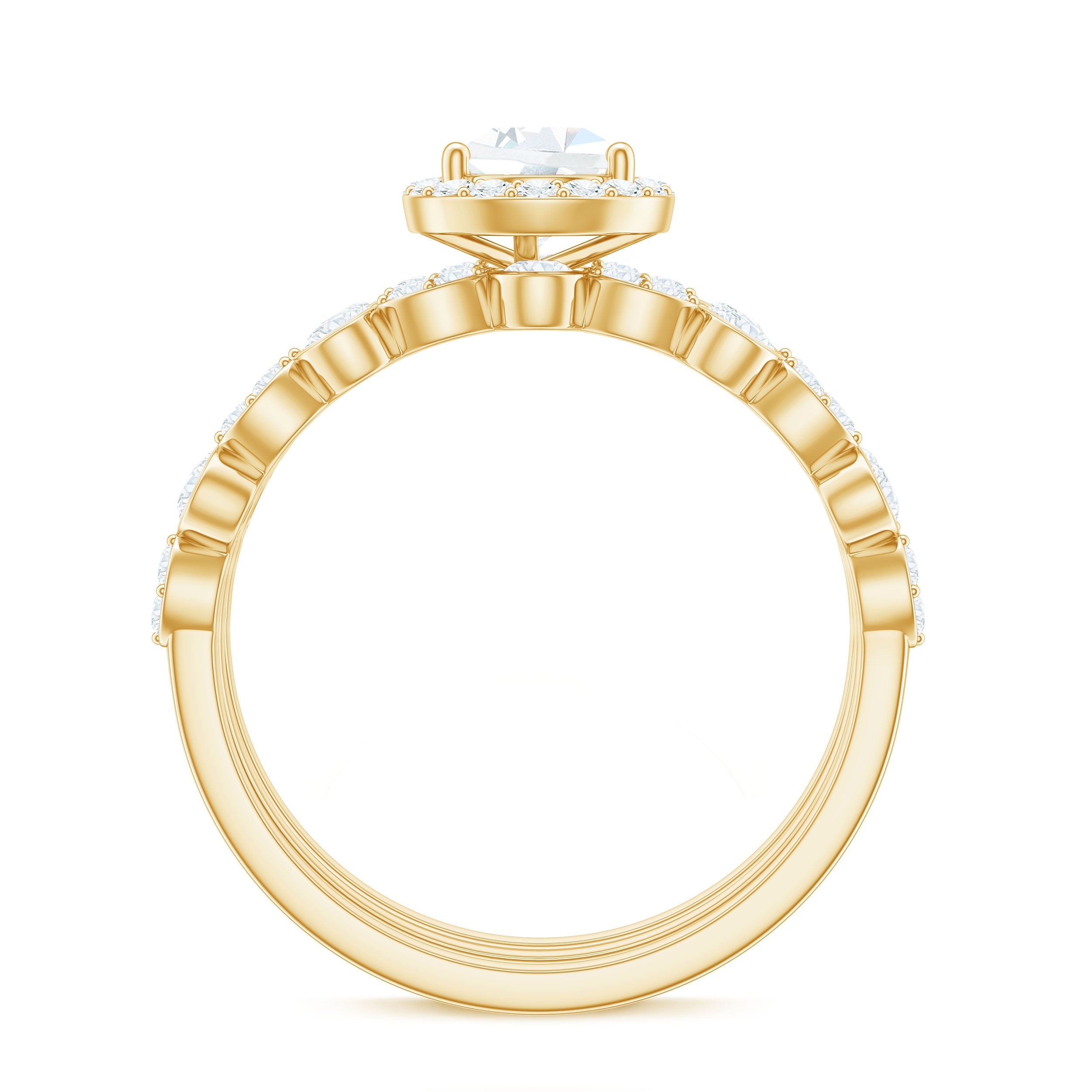 Pear Shaped Cubic Zirconia Trio Wedding Ring Set for Women