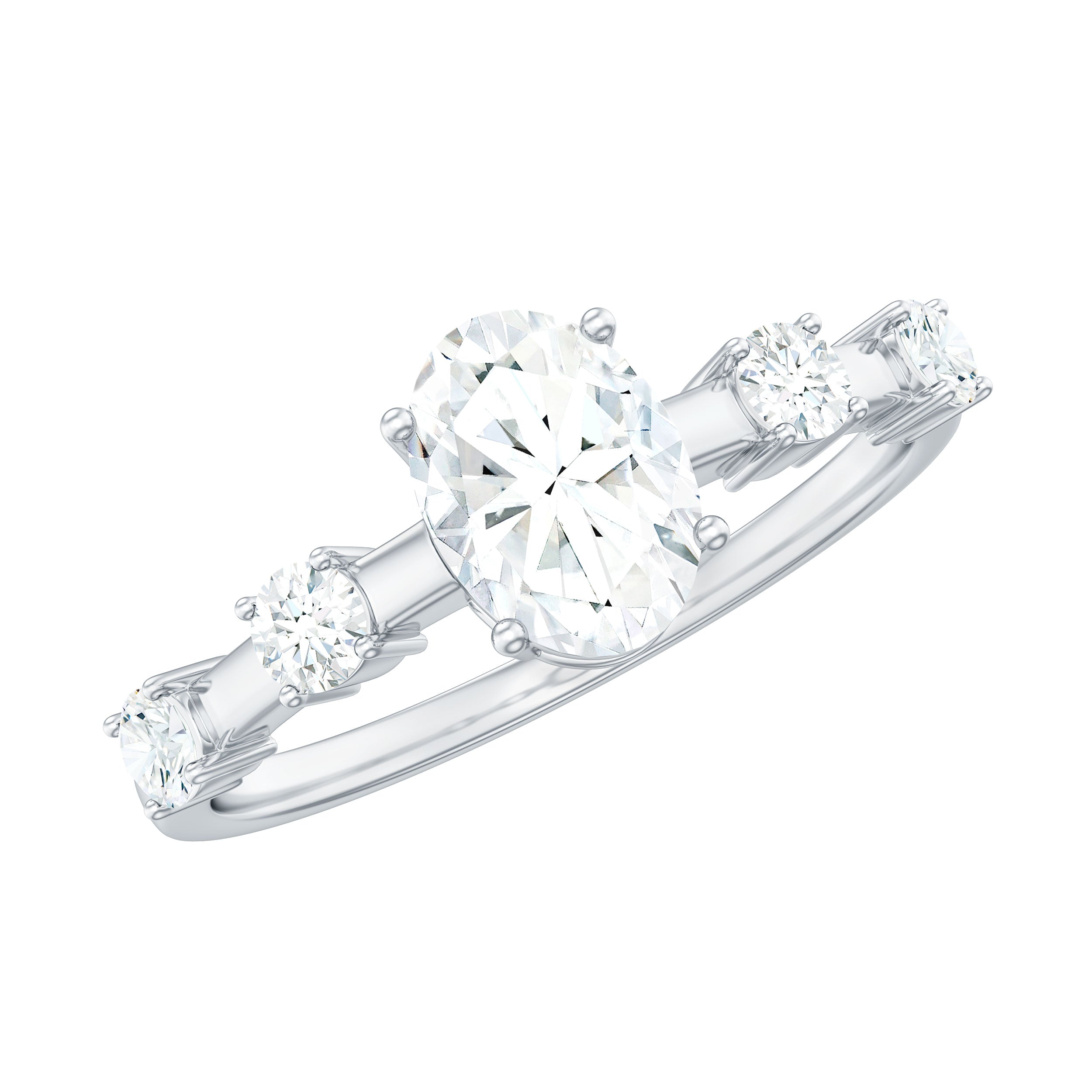 Oval Cubic Zirconia Solitaire Engagement Ring for Women